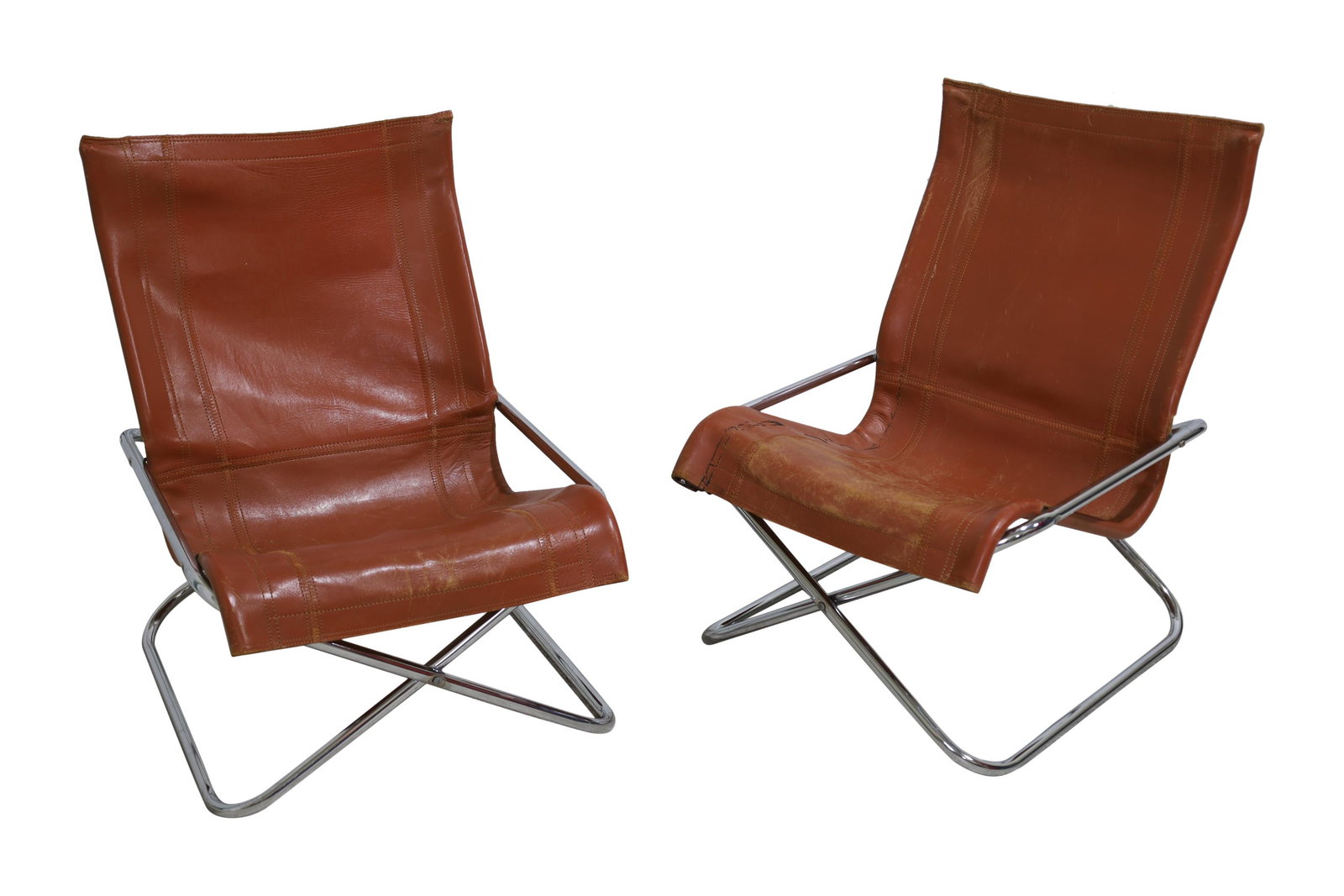 Takeshi Nii- Folding Chrome & Leather Chairs-Pair (1 of 7)