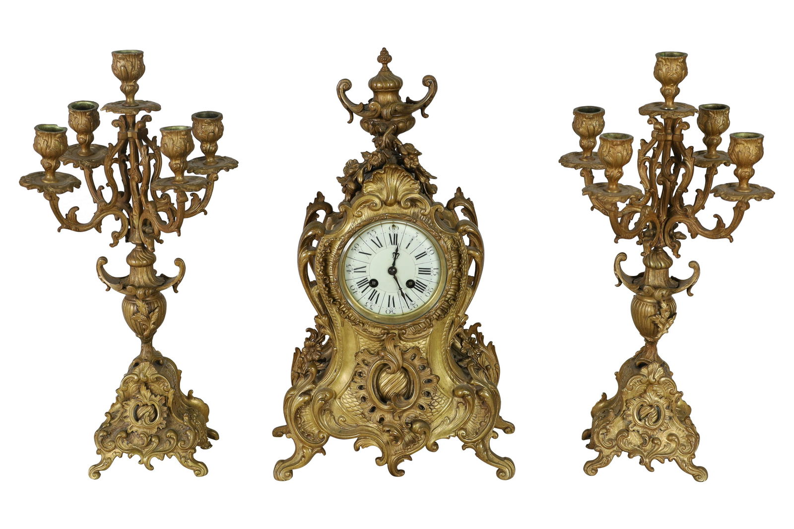 French Bronze Clock Set - 3 Piece (1 of 5)