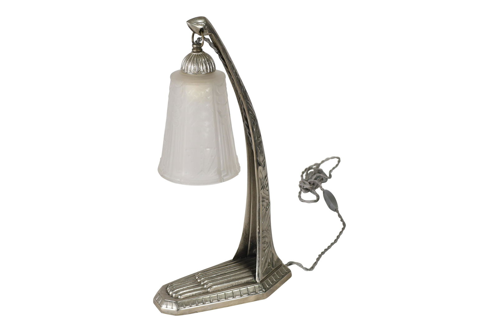 Degue (Attr.) French Art Deco Silver Plated Lamp (1 of 4)