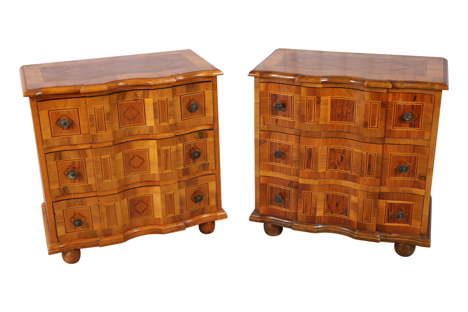 Inlaid 3 Drawer Commodes - Pair (1 of 4)
