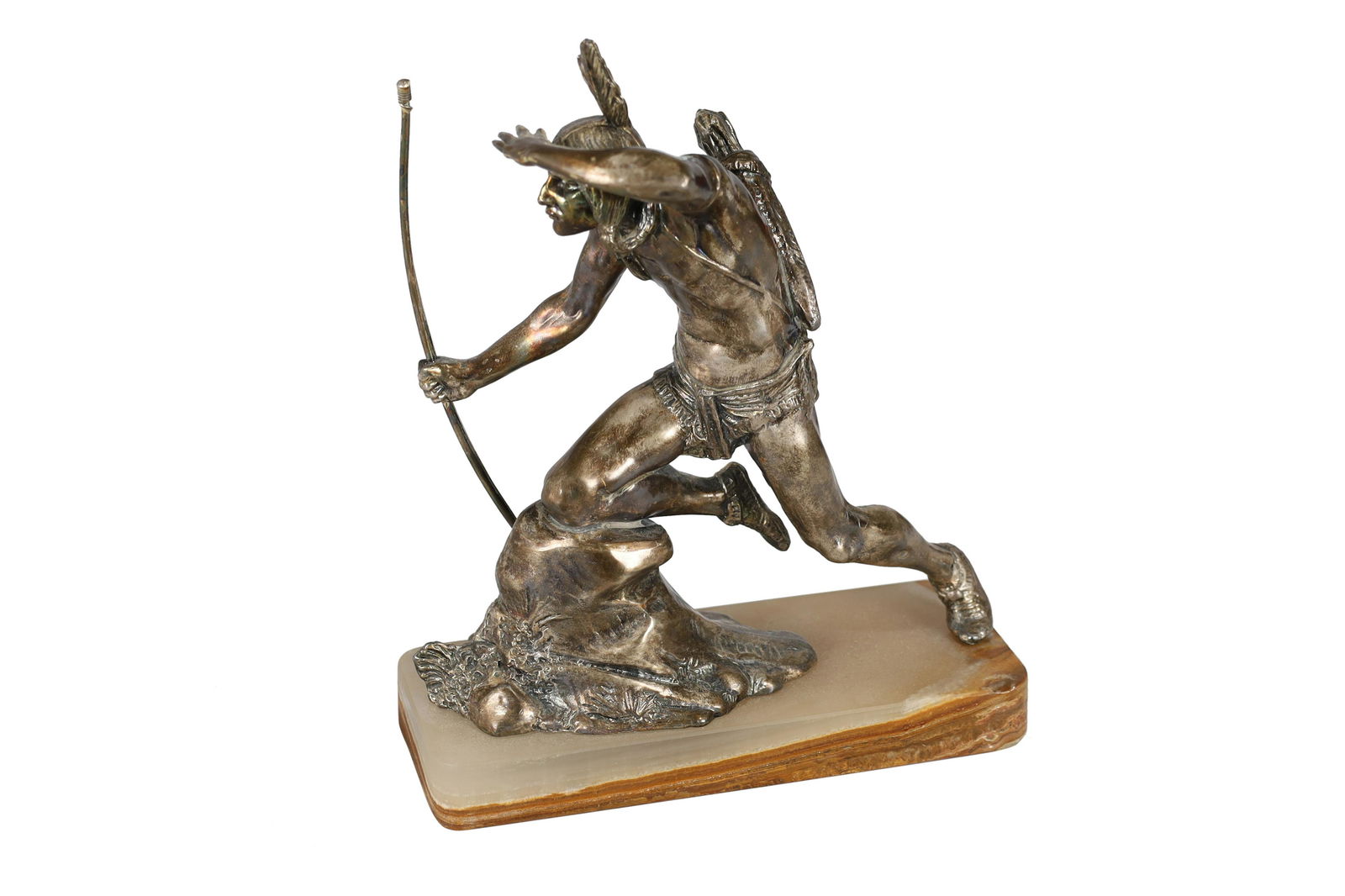 A. Flauder Silvered Bronze Indian Statue (1 of 5)