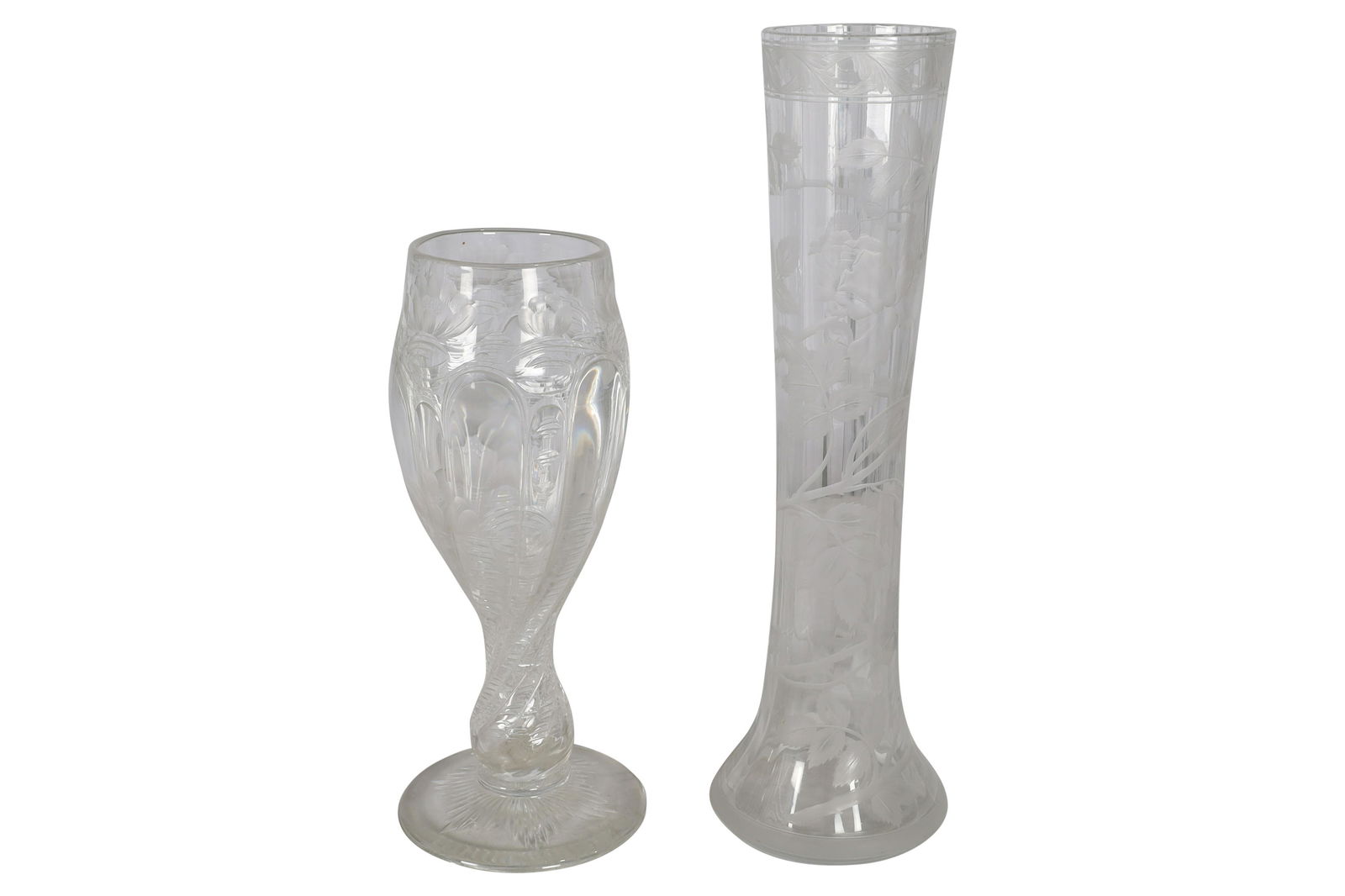 Rock Crystal Vase & Large Etched  Vase (1 of 3)
