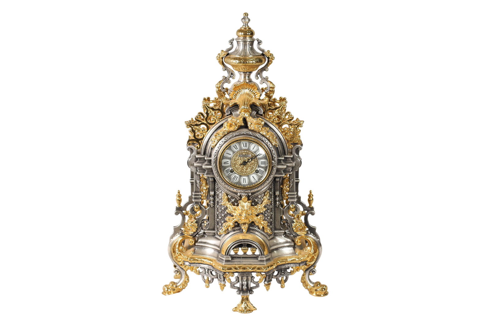 Gilt and Silver Metal Mantle Clock (1 of 4)