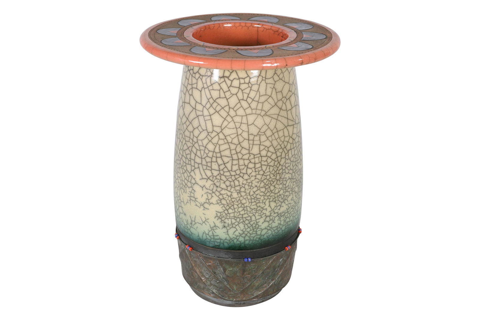 Art Deco Style Pottery & Silver Vase (1 of 3)