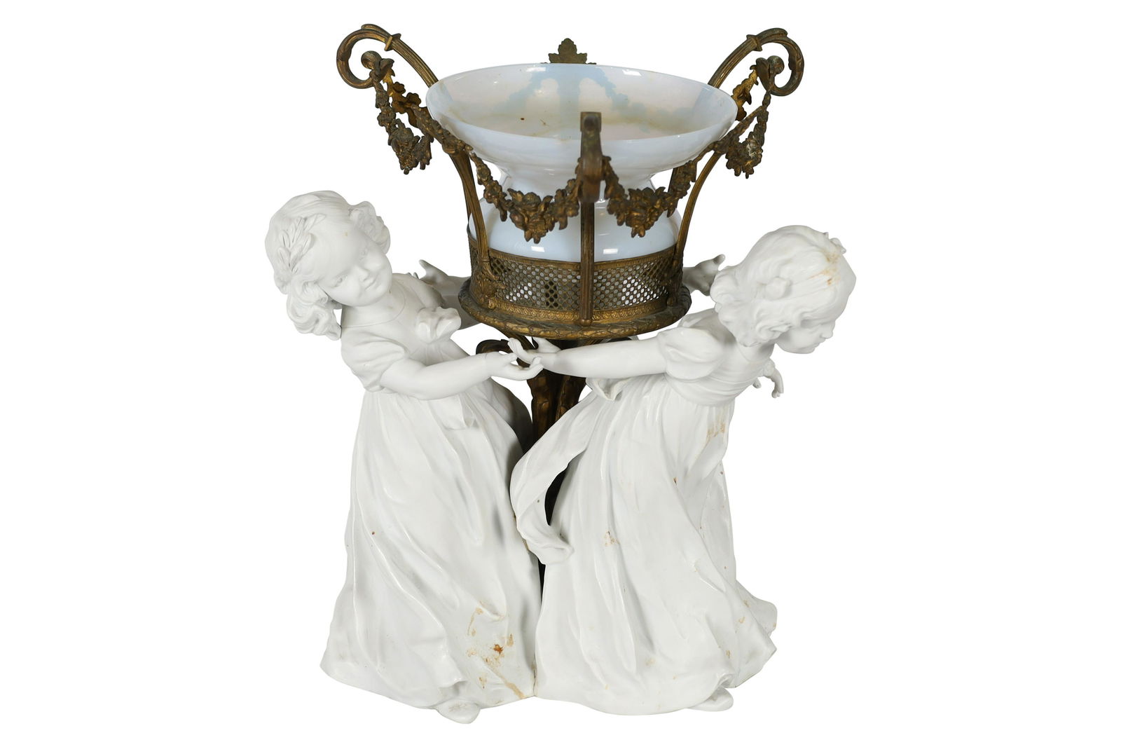 Bisque Dancing Girls Centerpiece: Bisque Dancing Girls Centerpiece. Dimensions 12x10.5