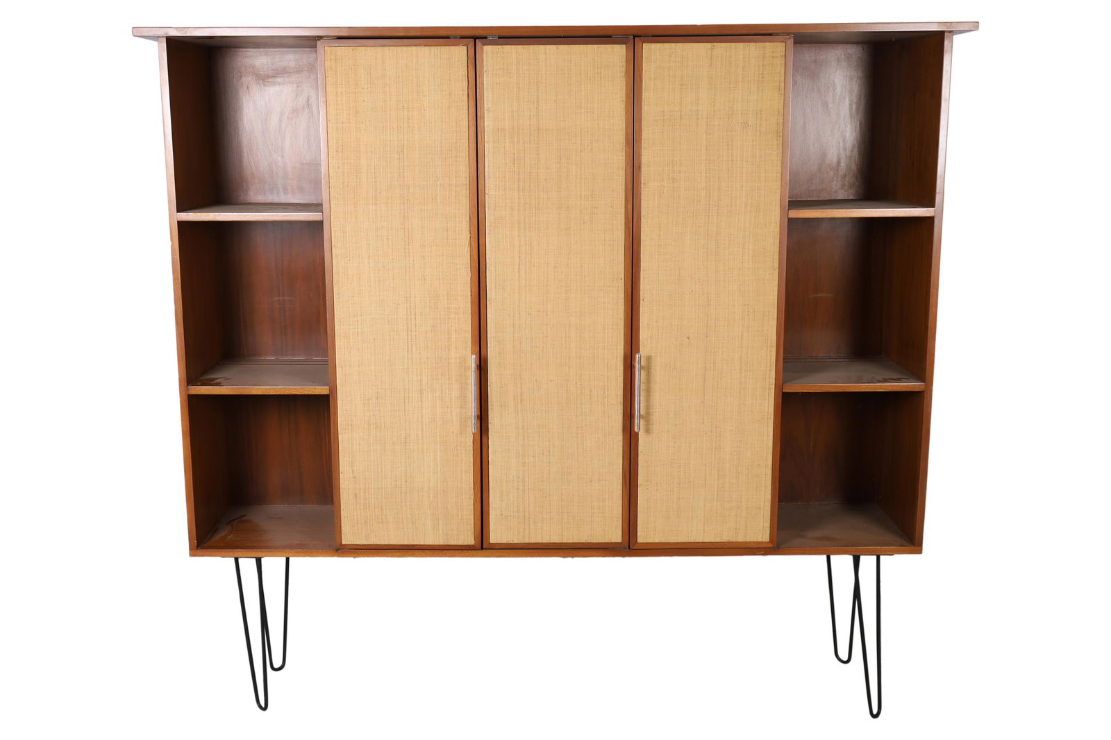 John Stuart - Walnut and Rattan Bookcase (1 of 5)
