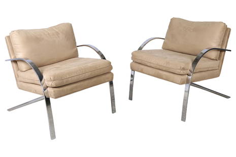 Paul Tuttle - "Arco" Lounge Chairs - Pair: Paul Tuttle - "Arco" Chrome Lounge Chairs - Pair. Dimensions 28x27x32