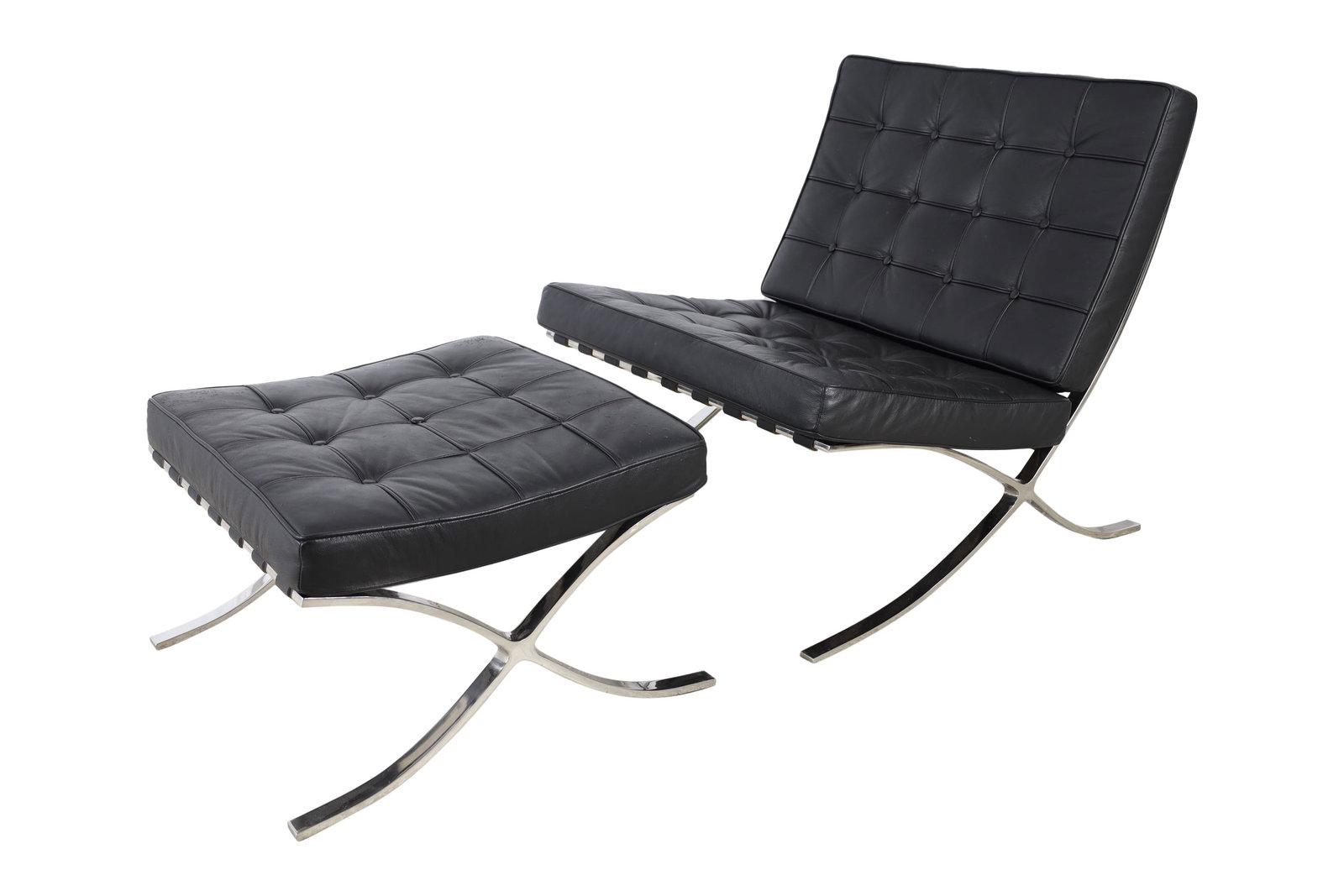 Barcelona Chair and Ottoman: Barcelona Chair and Ottoman. Dimensions 31x30x30