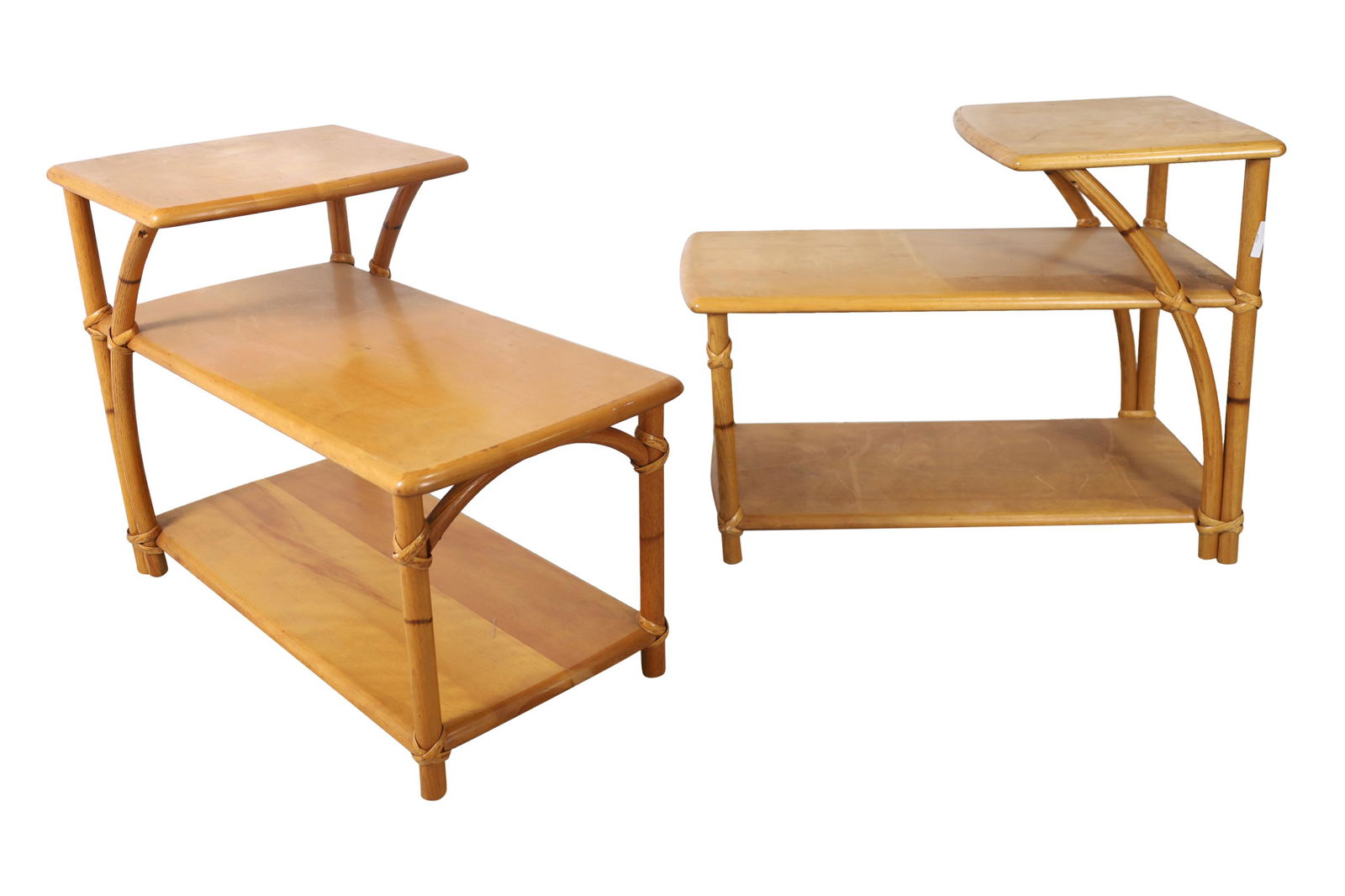 Heywood Wakefield - Rattan Step Tables - Pair (1 of 4)