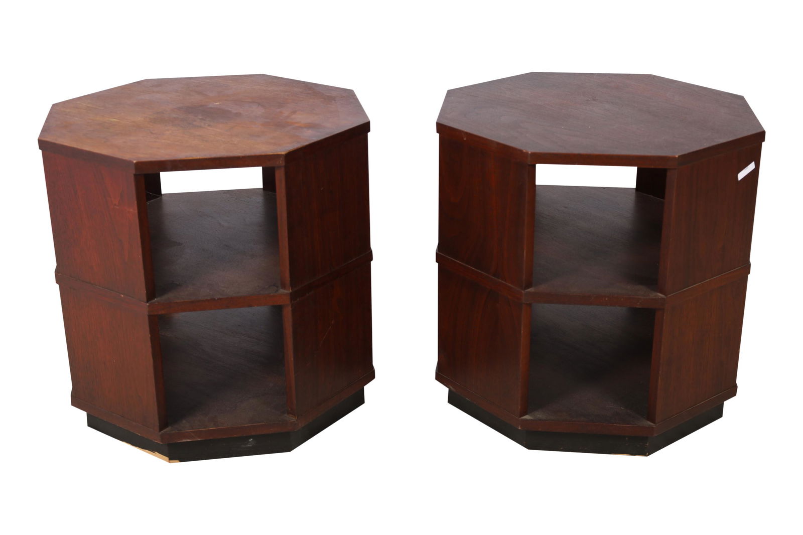 Octagonal Walnut End Tables - Pair (1 of 3)