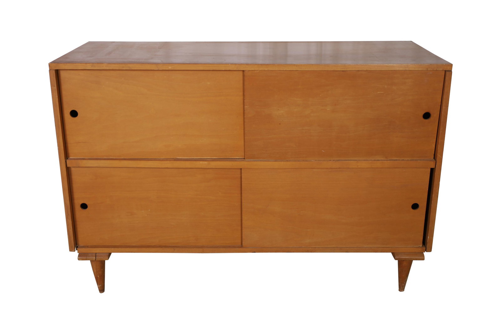 1950s Birch Sliding Door Cabinet: 1950s Birch Sliding Door Cabinet. Dimensions 32.5x48x18