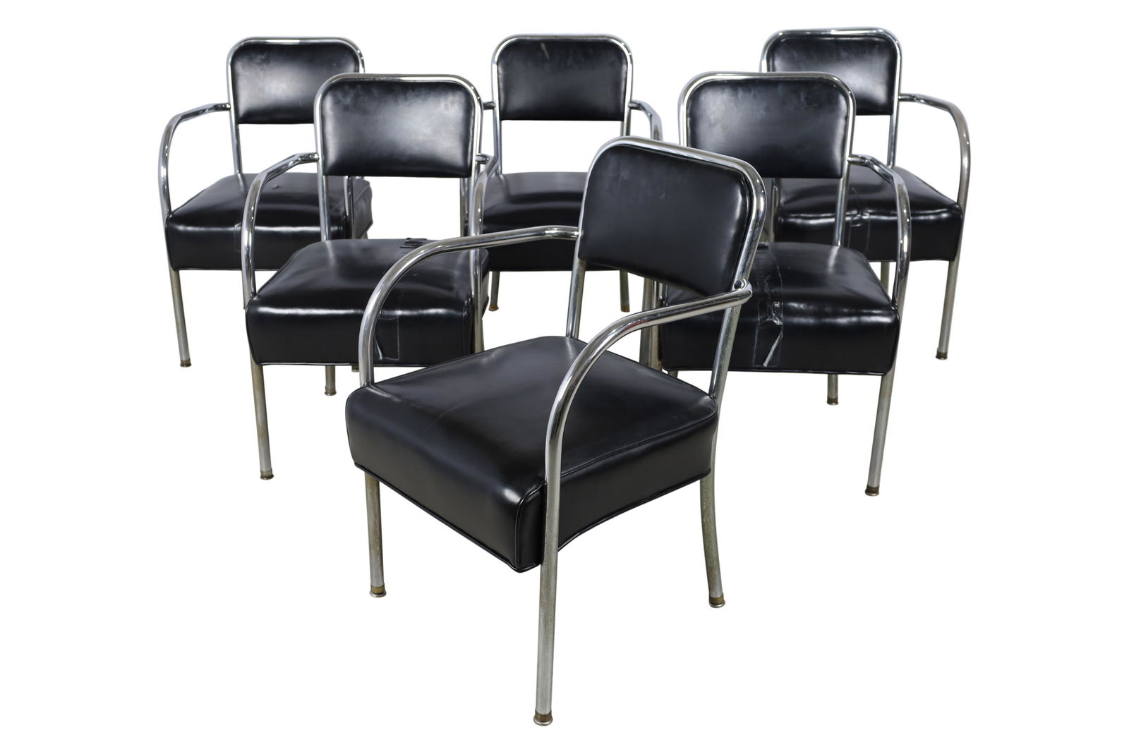 Kem Weber (Attr.) - Chrome Arm Chairs - 6: Kem Weber (Attr.) - Chrome Arm Chairs - 6. Dimensions 32x20x20