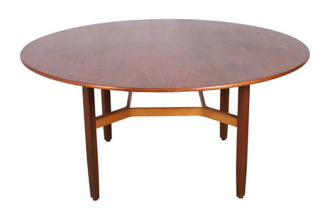 Lewis Butler - Knoll Walnut Card Table: Lewis Butler - Knoll Walnut Card Table with stretcher base. Dimensions 26x54