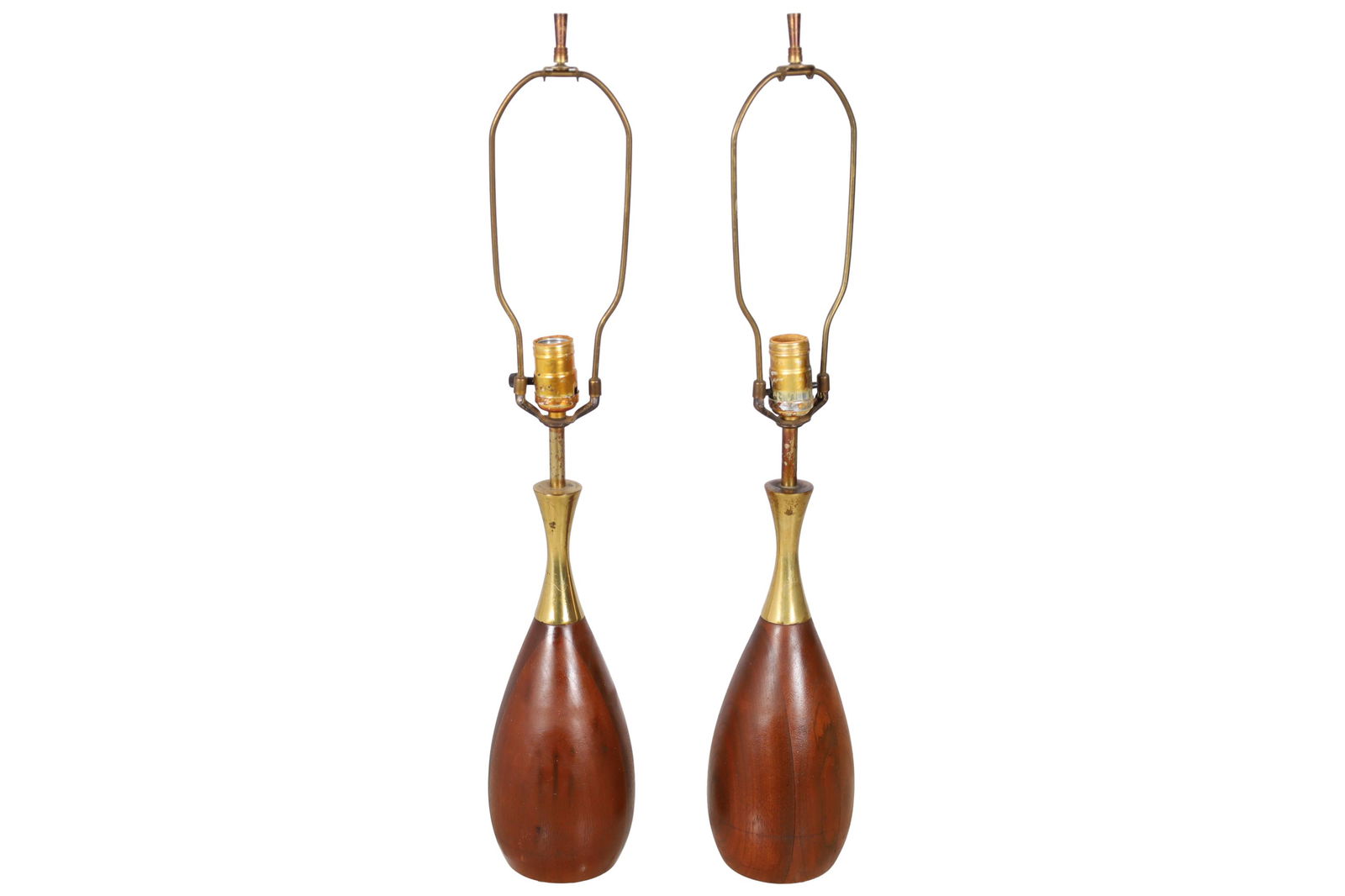 Teak and Brass Bowling Pin Lamp - Pair (1 of 4)