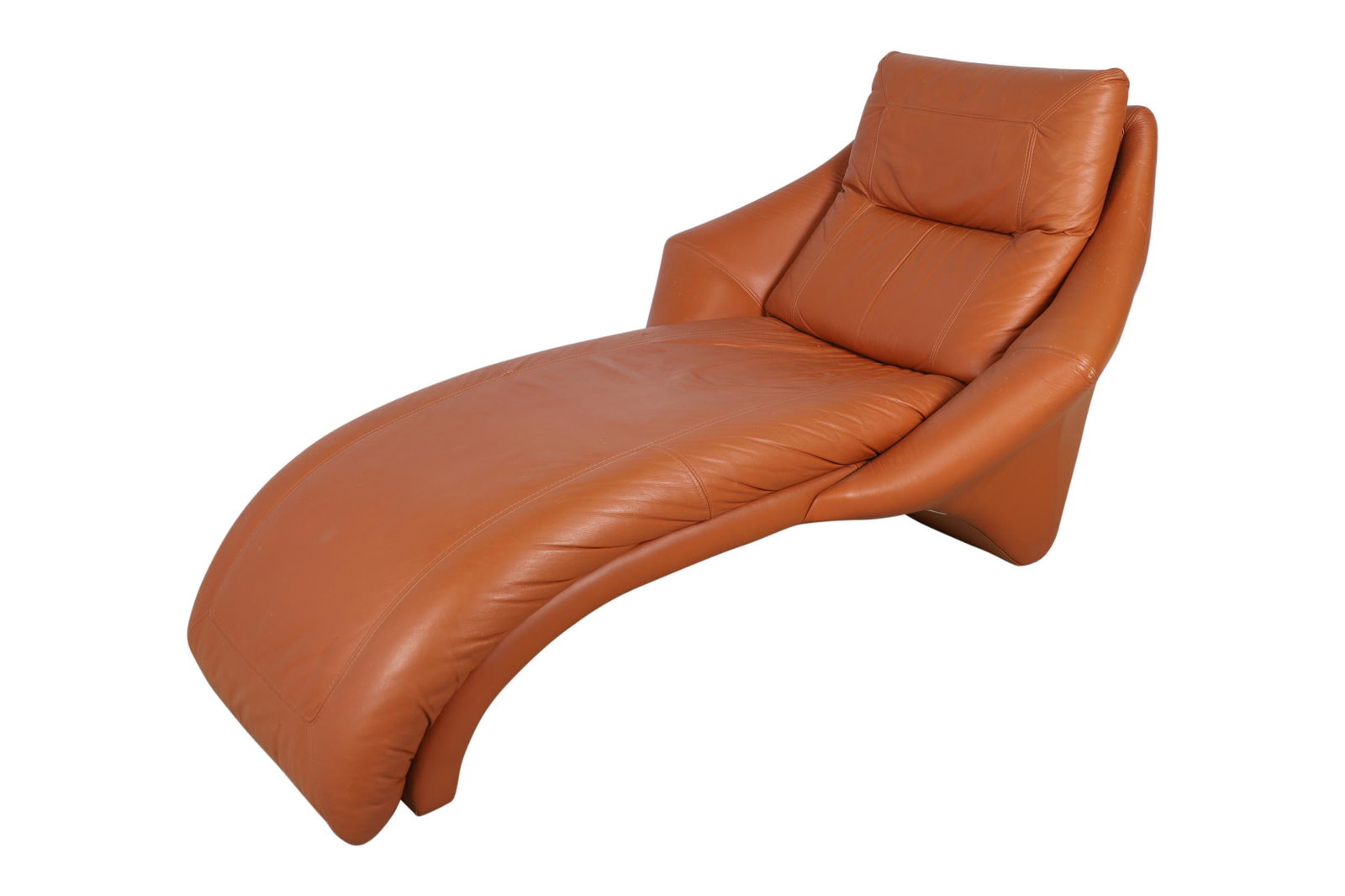 Italian Leather Sculpted Wing Back Chaise Lounge (1 of 6)