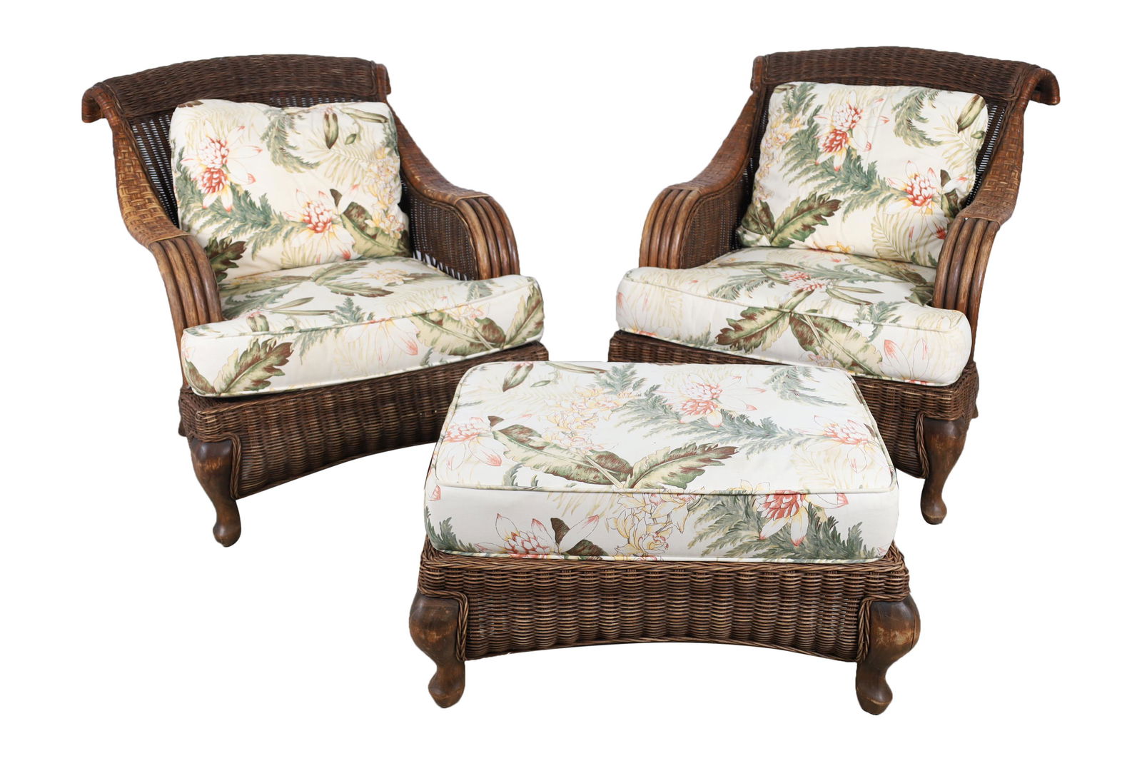 Wicker and Rattan Chairs and Ottoman (1 of 5)