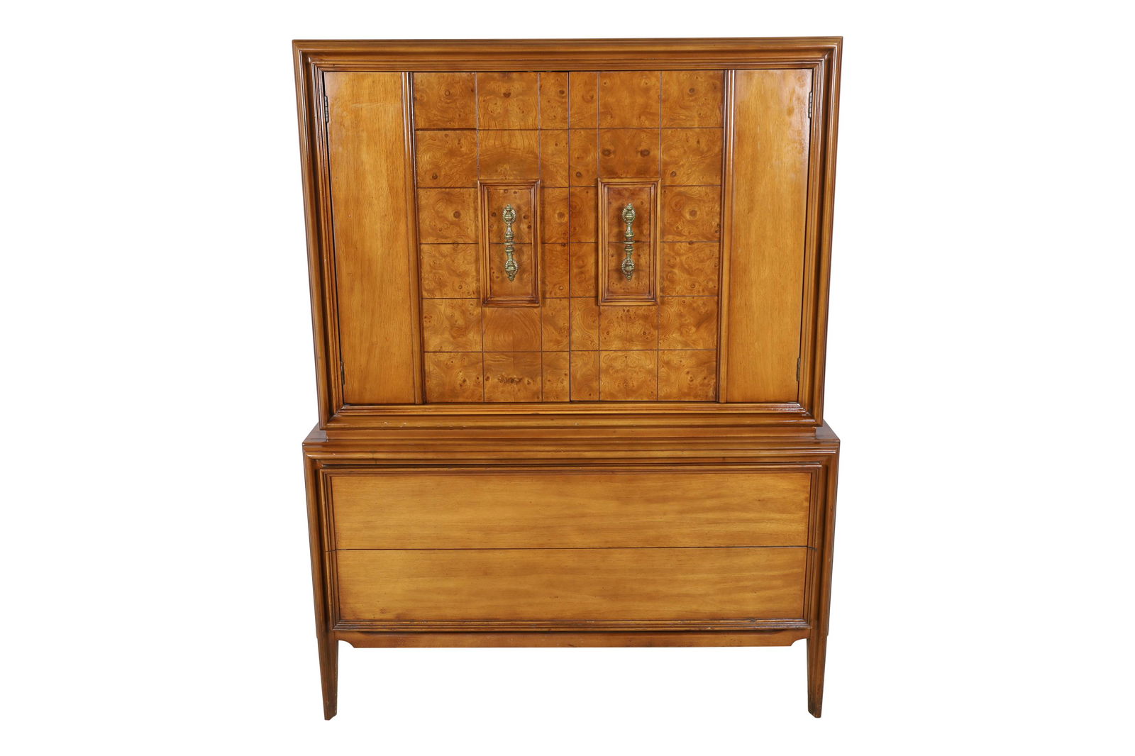 Mid Century Burl & Walnut High Dresser (1 of 5)