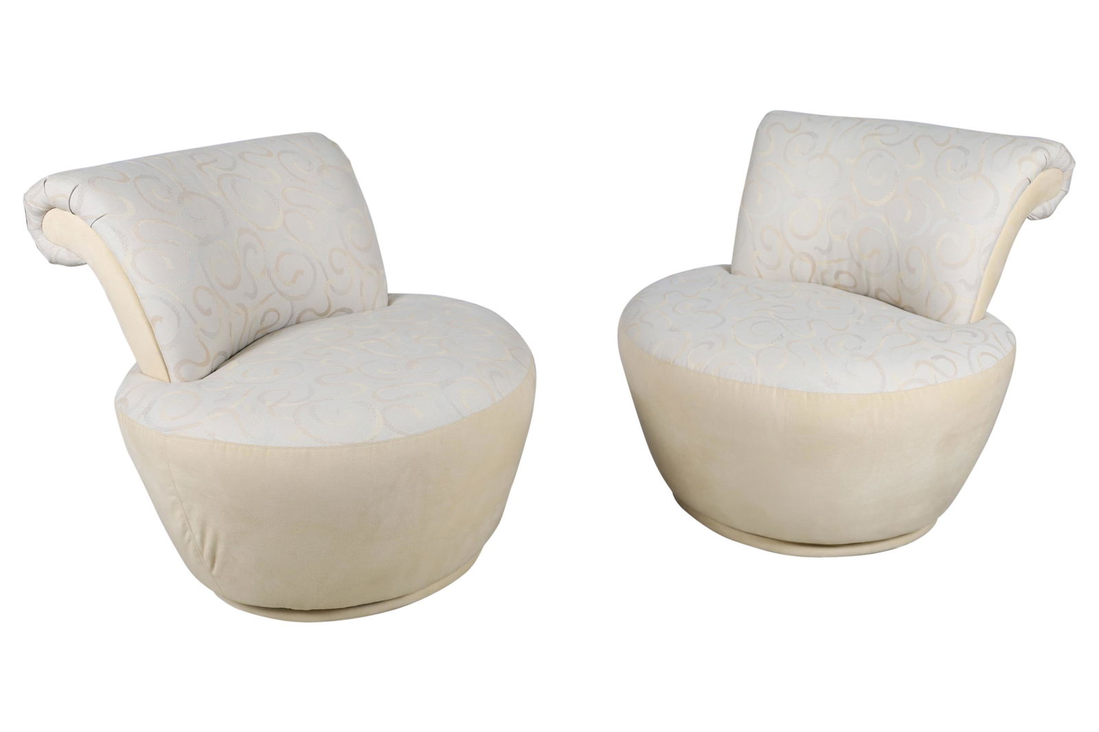 Kagan - Pouf Swivel Lounge Chairs - Pair (1 of 5)