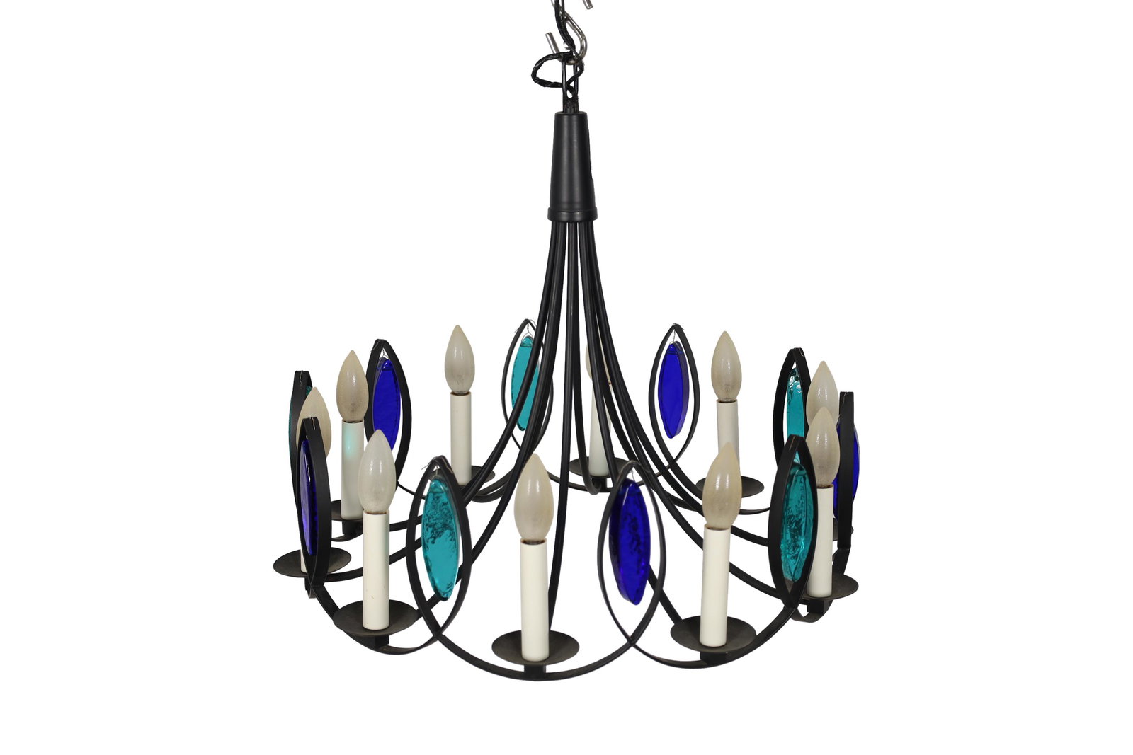 Mid Century Wrought Iron Chandelier: Mid Century Wrought Iron Chandelier. Dimensions 20x21