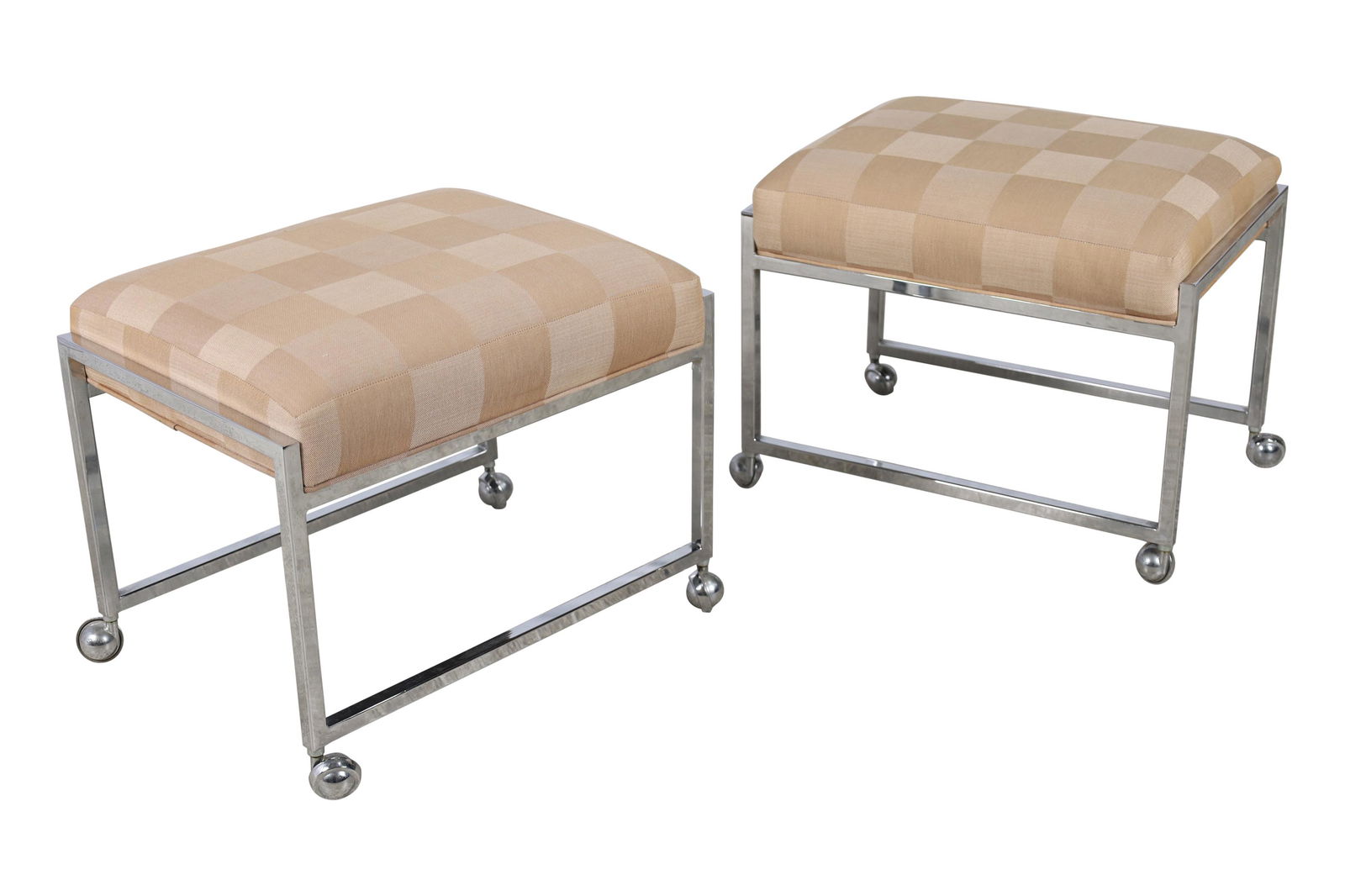 Upholstered Chrome Benches - Pair (1 of 4)