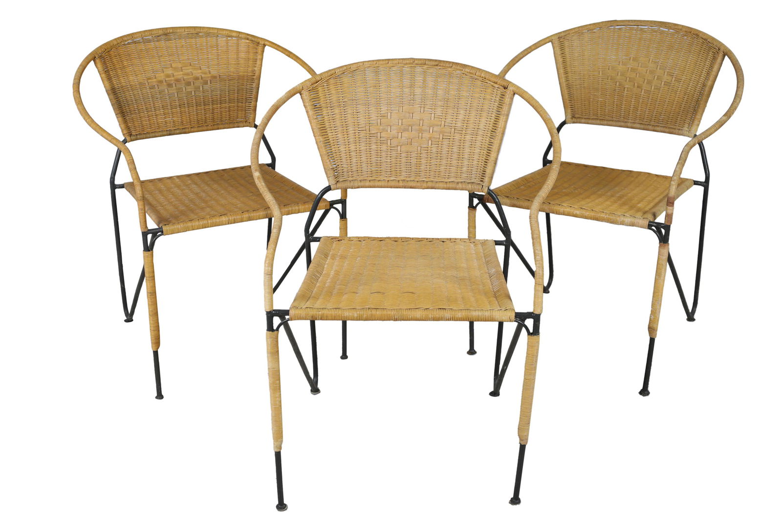Weinberg Style Wicker Wrapped Iron Chairs - 3 (1 of 4)