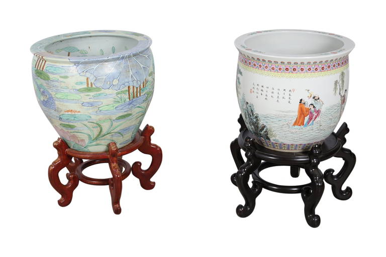 Oriental Fish Bowls On Stand 2