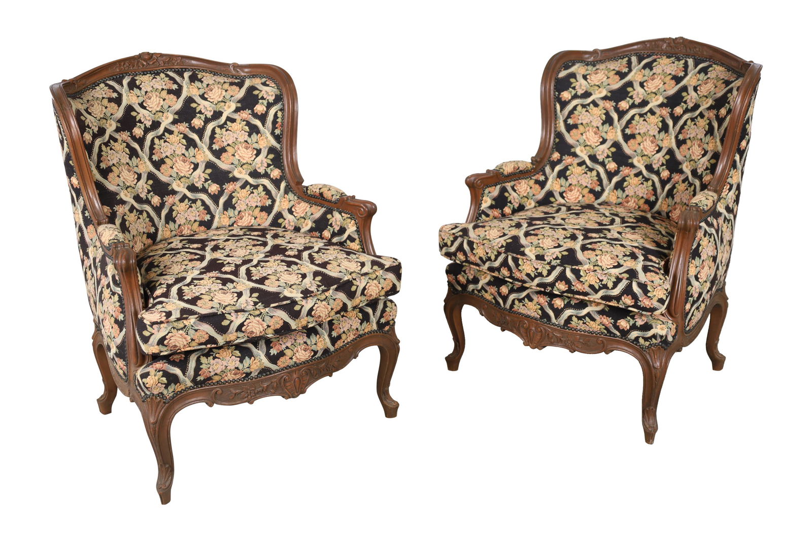 French Tapestry Wing Chairs - Pair (1 of 5)