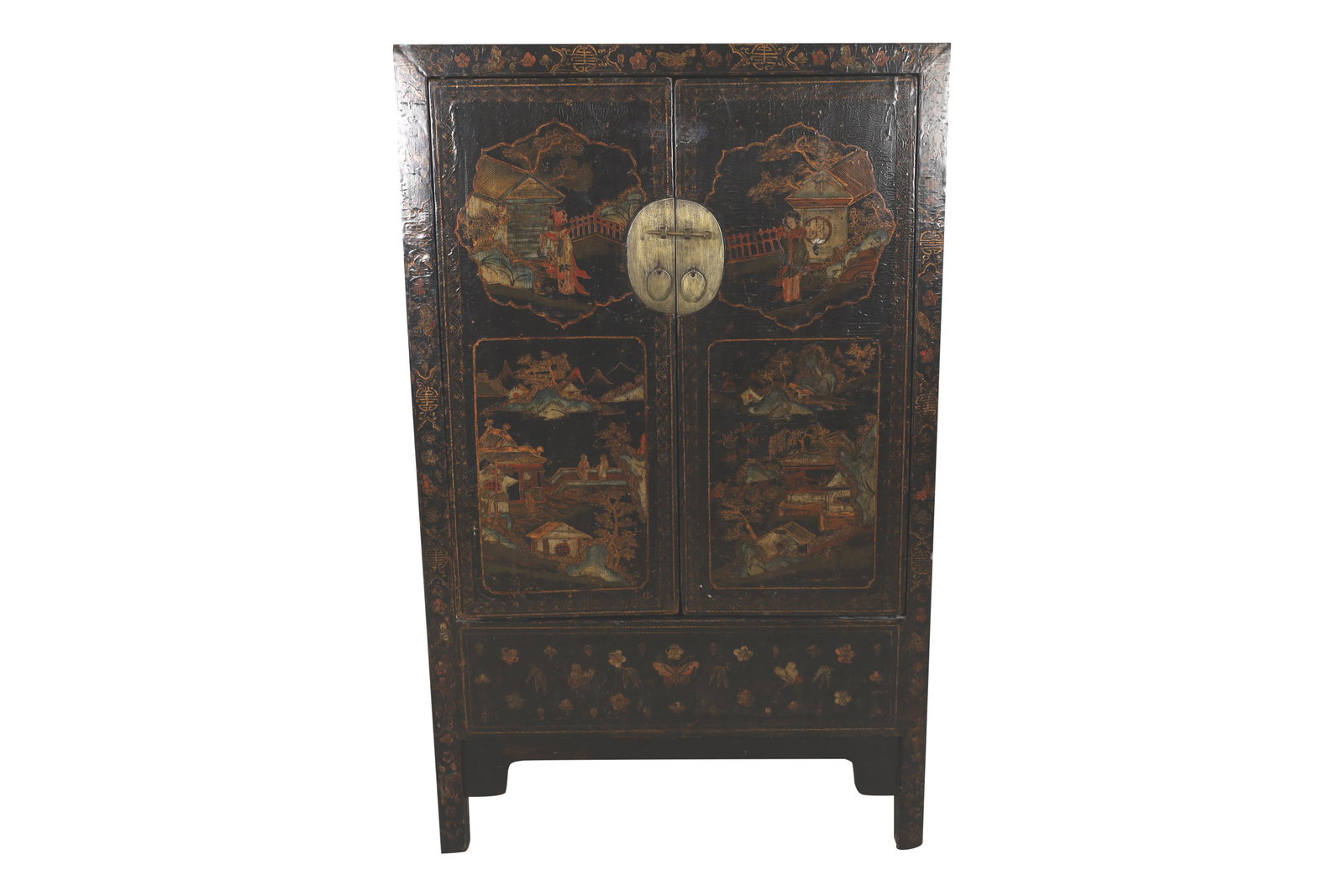 Oriental Lacquer Cabinet: Oriental lacquer cabinet. Dimensions - 64.5" x 40" x 19"