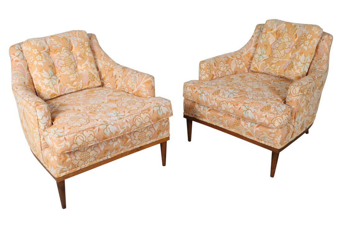 Mid Century Walnut Lounge Chairs - Pair: Mid Century Walnut Lounge Chairs - Pair. Dimensions 28x29x30