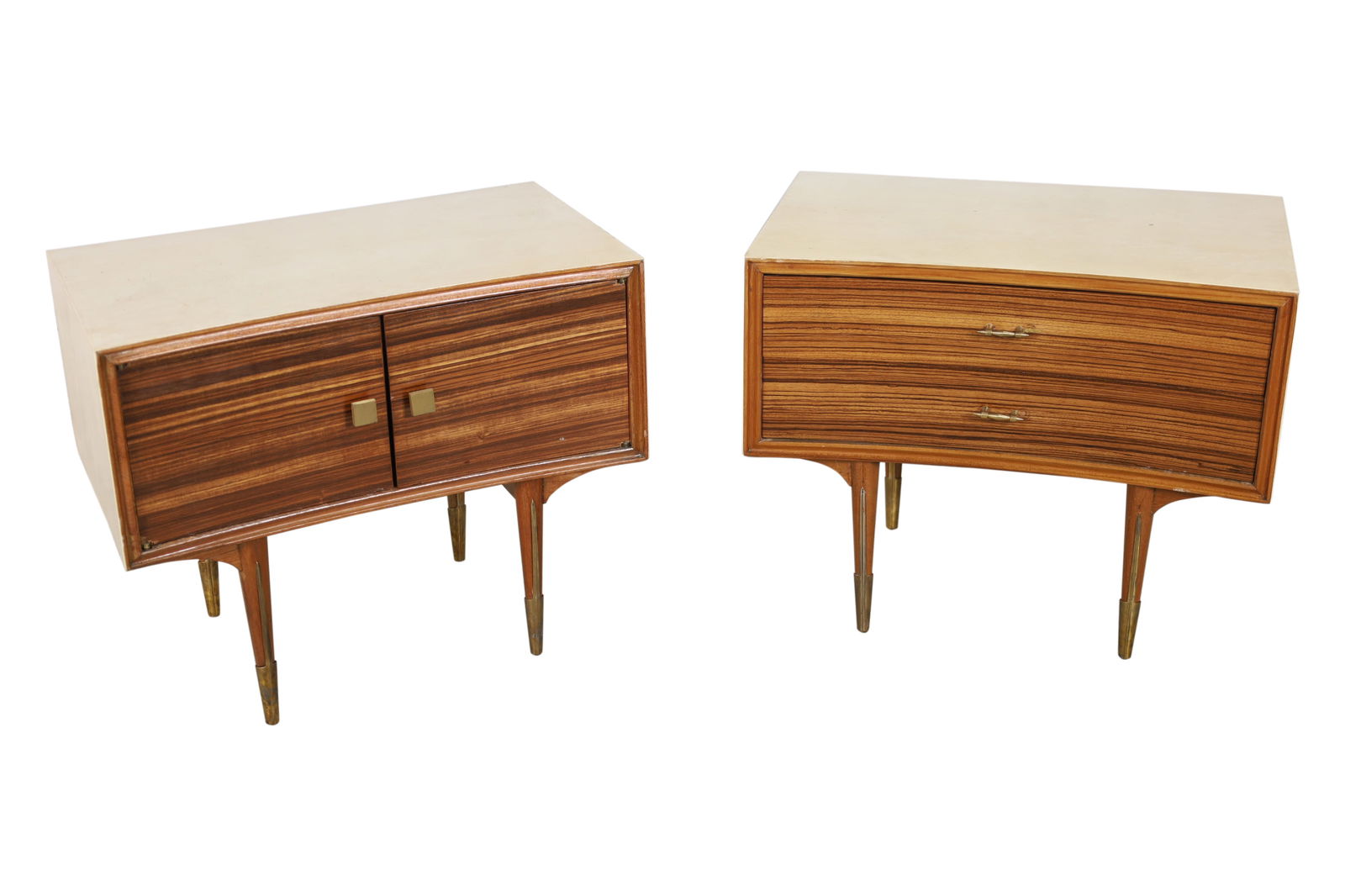 Italian Rosewood & Parchment Nightstands - Pair (1 of 4)