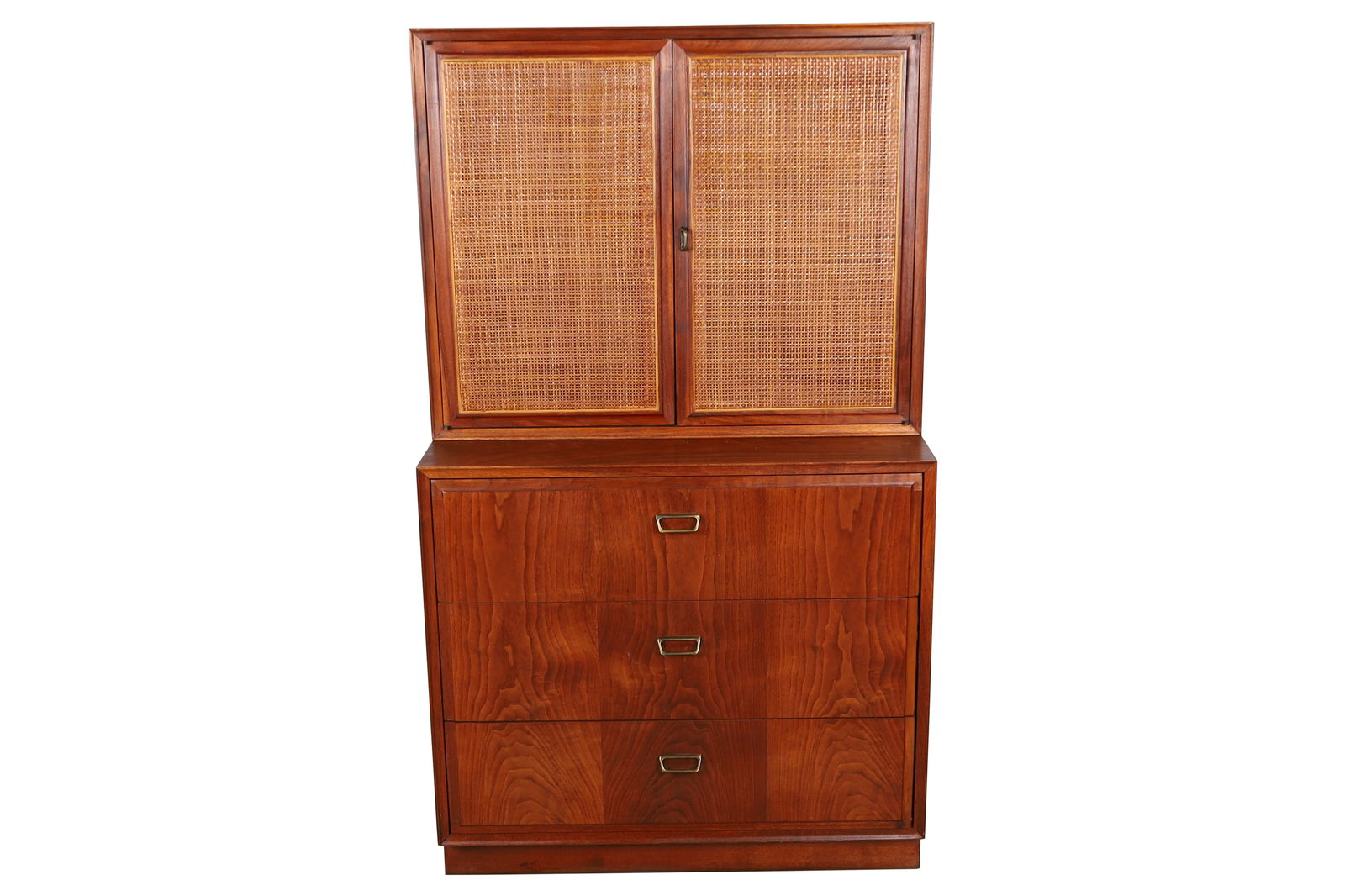 Jack Cartwright 2 Part Cane Cabinet: Jack Cartwright 2 Part Cane Cabinet. Dimensions 55.5x32x18