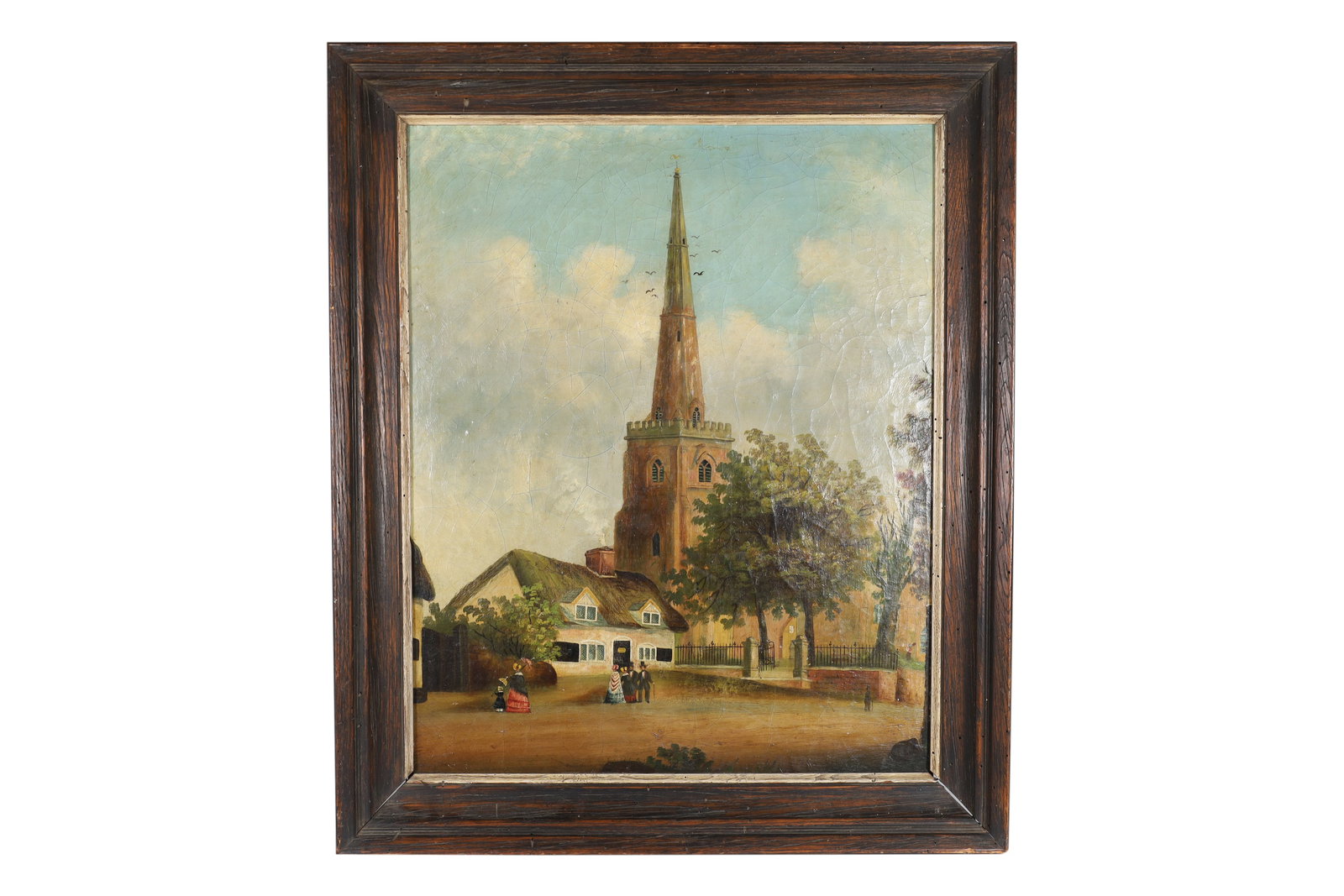 Primitive Oil on Board Church: Primitive Oil on Board Church. Dimensions 31x26