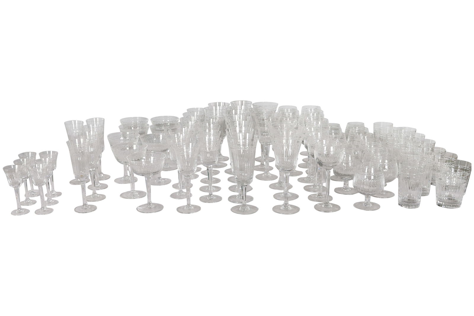 Wedgwood Crystal Stemware Set: Wedgwood Crystal Stemware Set. See photos for list of included items. Dimensions red wine- 9x4