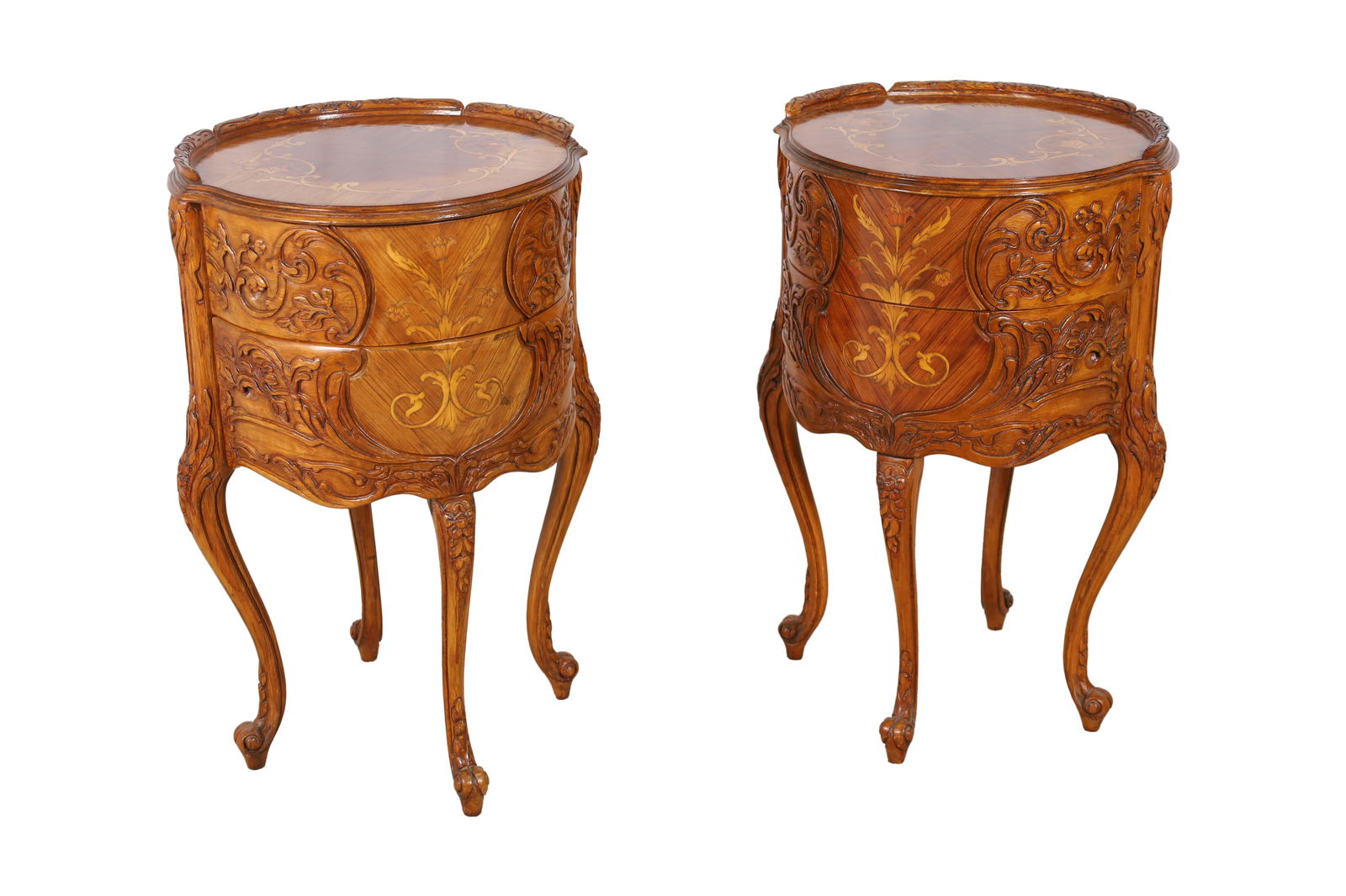 Inlaid and Carved French Stands - Pair (1 of 4)