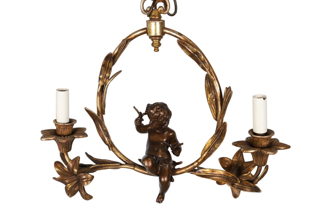 Bronze Cherub Fixture: Bronze Cherub Fixture. Dimensions 14x16x4