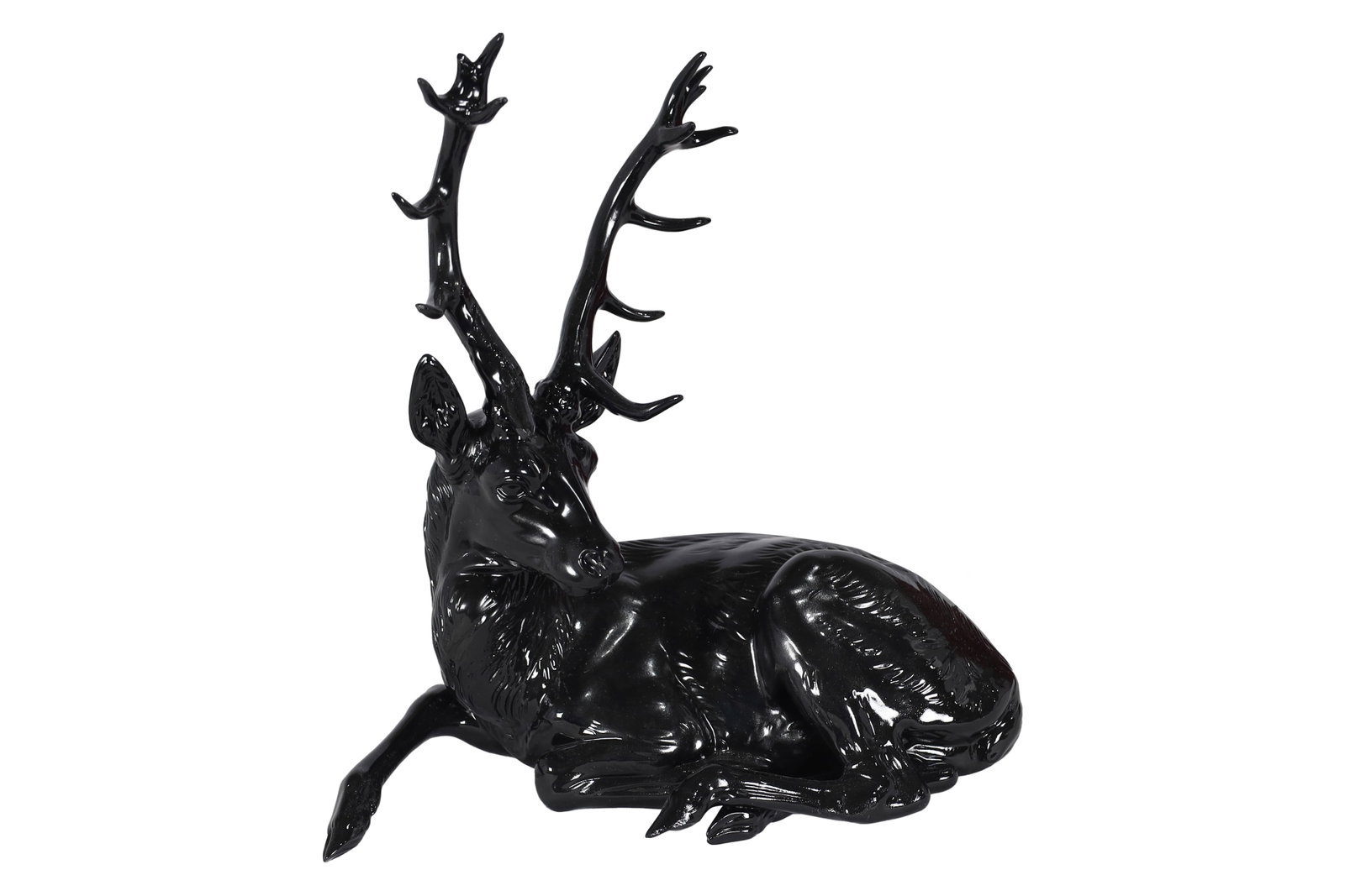Nymphenburg Porcelain Seated Stag: Nymphenburg for Tiffany Porcelain Black Seated Stag Dimensions 11x6x10