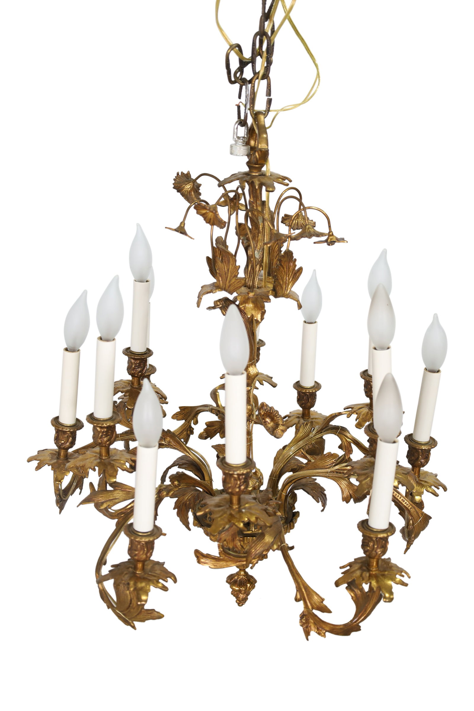 Gilt Bronze Rococo Chandelier: Gilt Bronze Rococo Chandelier. Dimensions 27x21