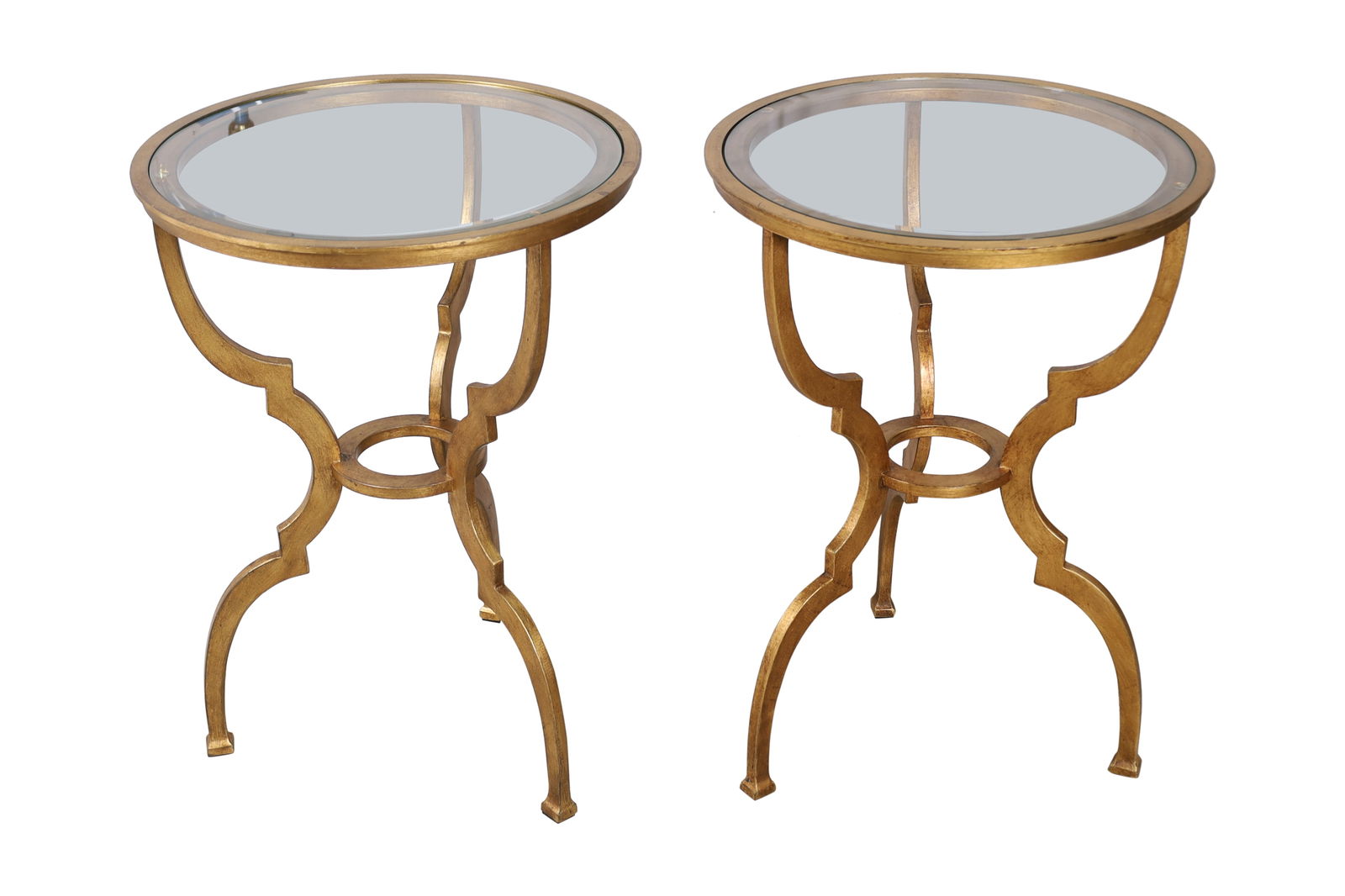 Gilt Iron Glass Top End Tables - Pair (1 of 5)