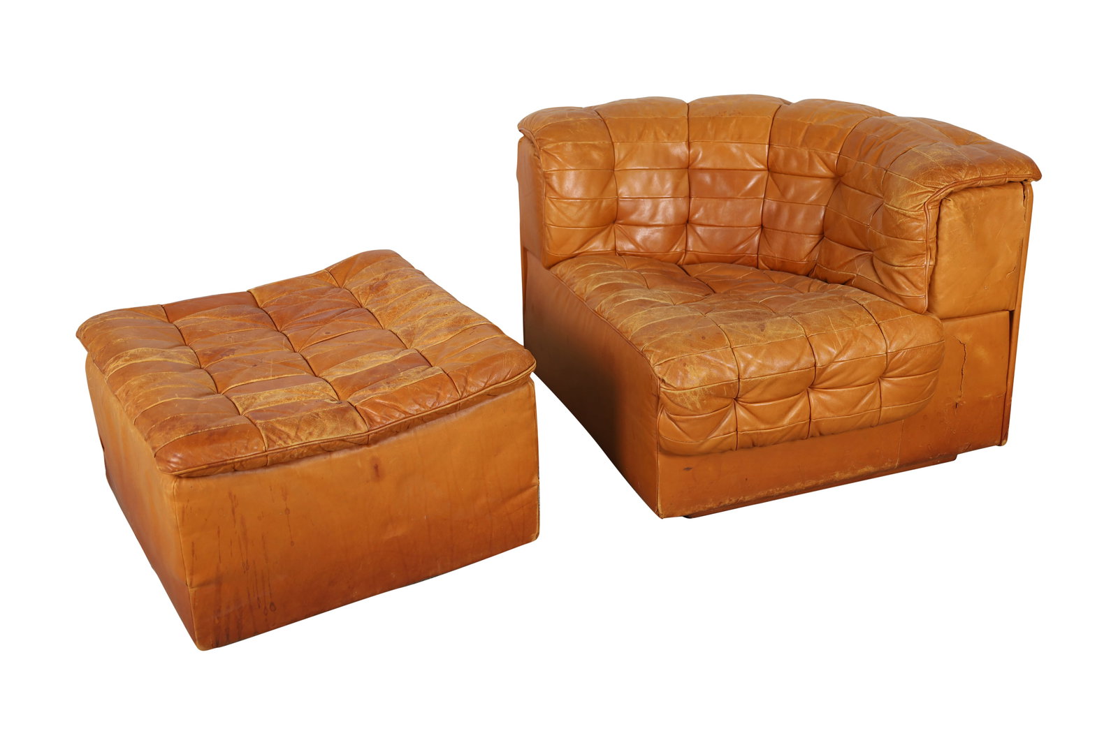 DeSede - Corner Sofa Piece and Ottoman: DeSede - Corner Piece and Ottoman. Dimensions 24x33x32