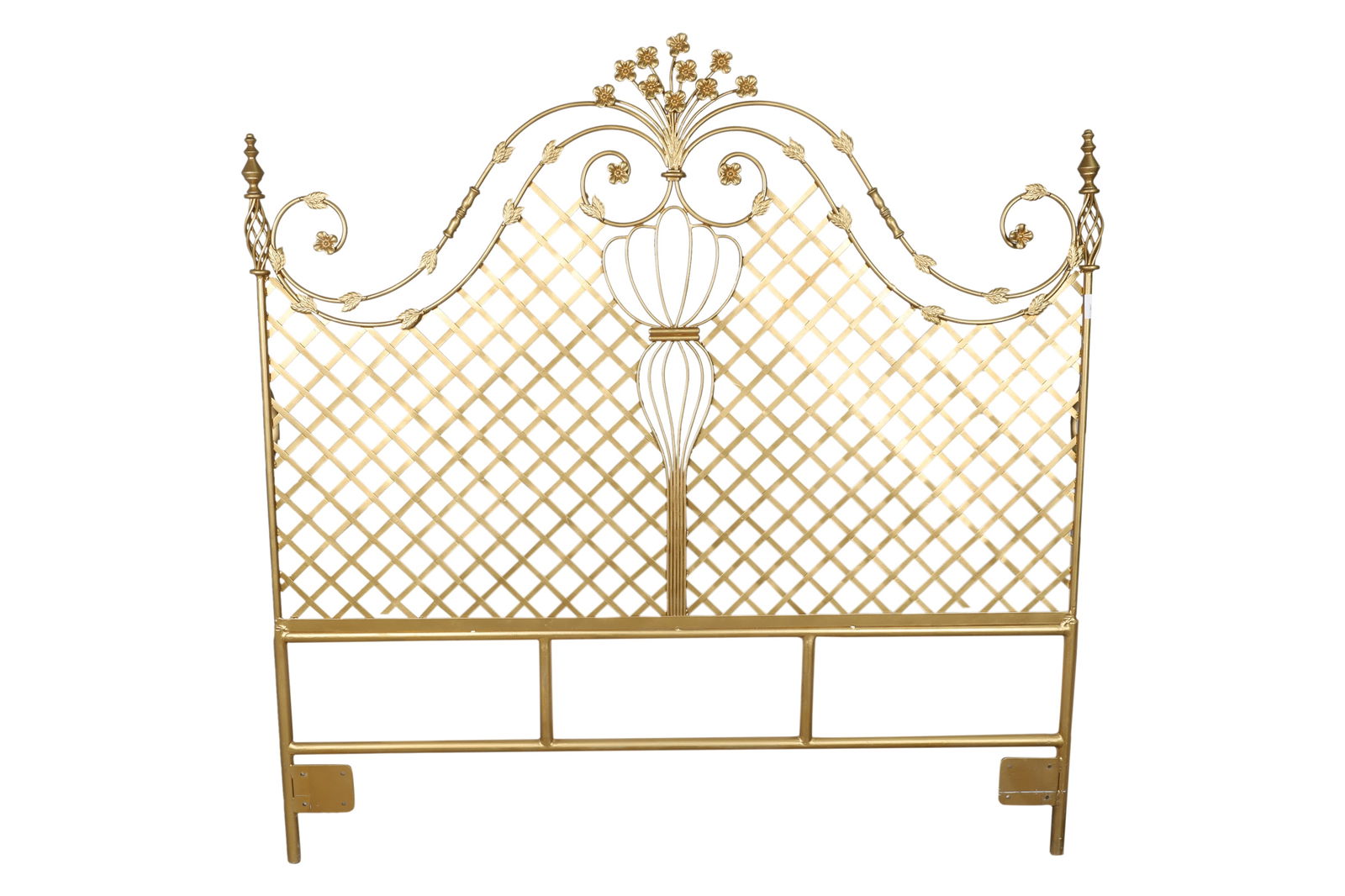 Gilt Metal Queen Headboard: Gilt Metal Queen Headboard. Dimensions 63x60.5