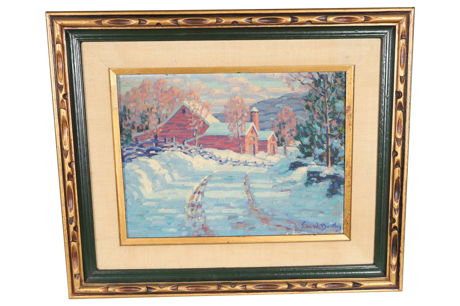 John W. Bentley - Winter Scene Oil on Board (1 of 5)