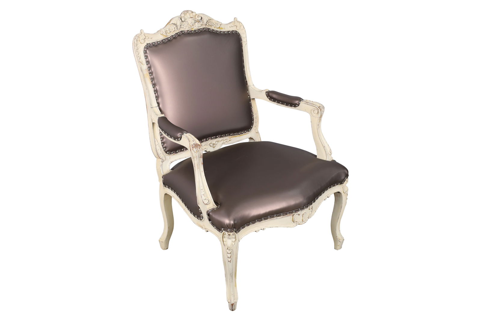 Carved French Parlor Chair: Shabby Chic Carved French Parlor Chair. Dimensions 40x27x23