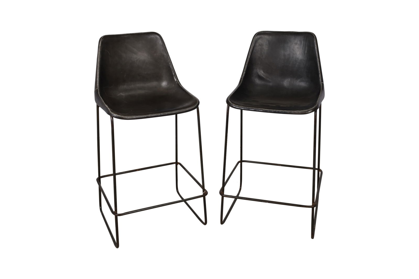Iron and Leather Stools - Pair (1 of 6)