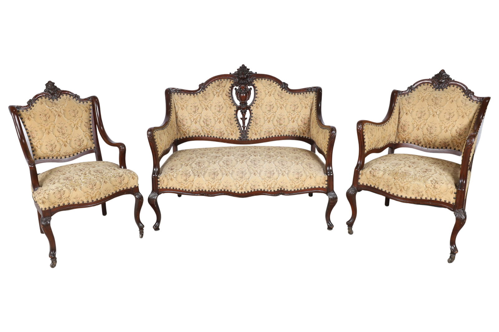French Style Walnut Parlor Set - 3 Piece (1 of 5)
