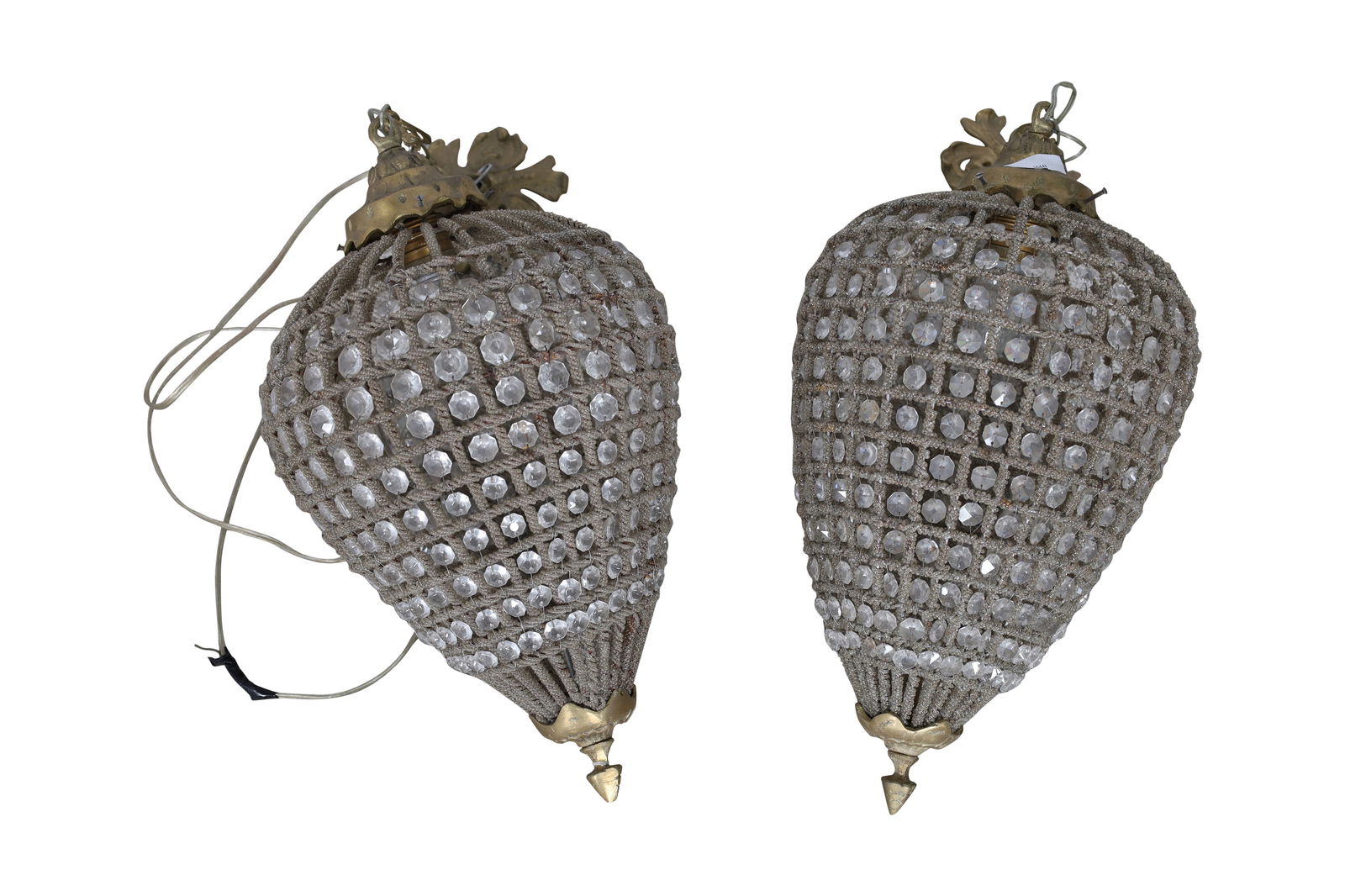 Brass and Crystal Light Fixture - Pair (1 of 3)