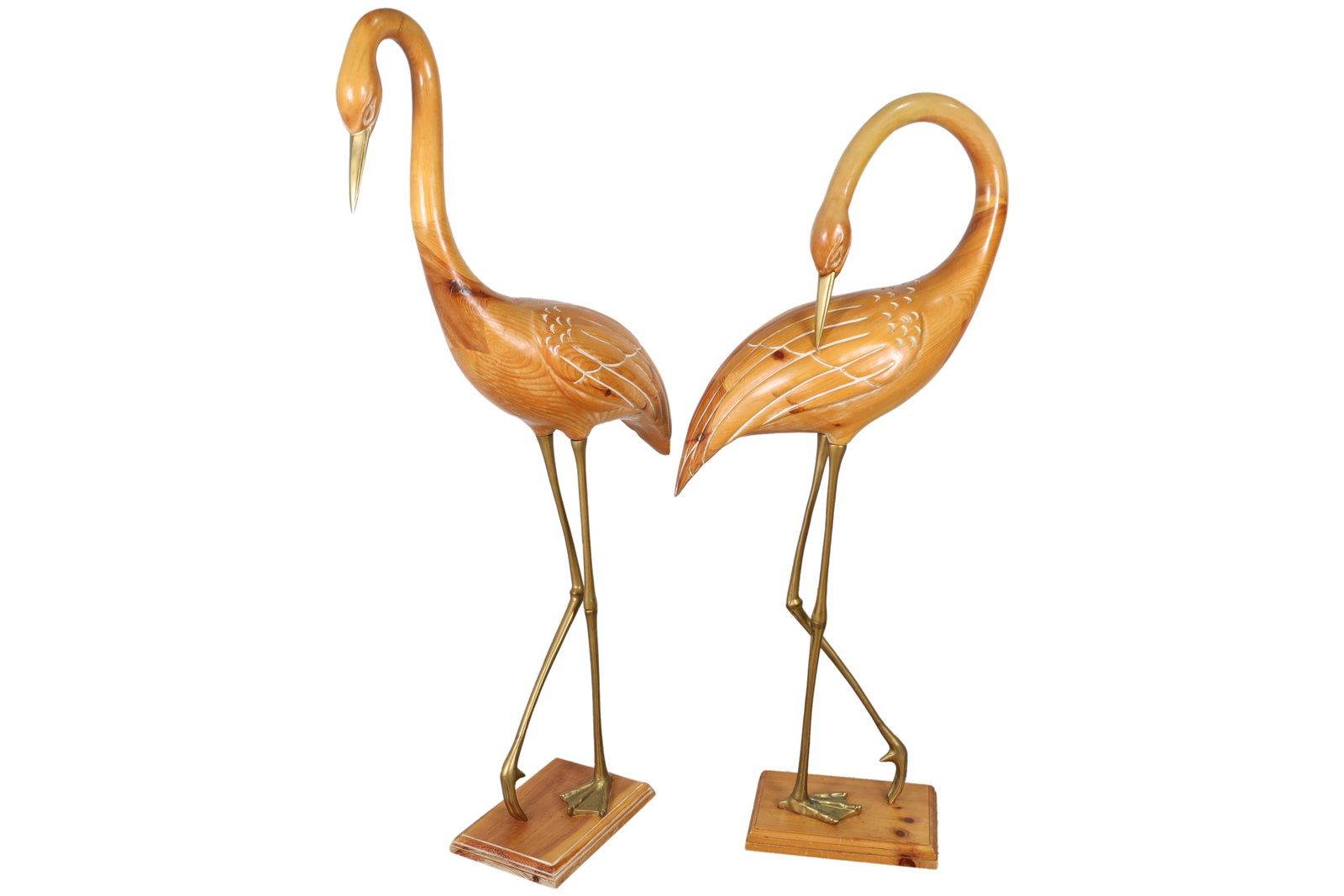 Wood and Brass Cranes - Pair (1 of 4)