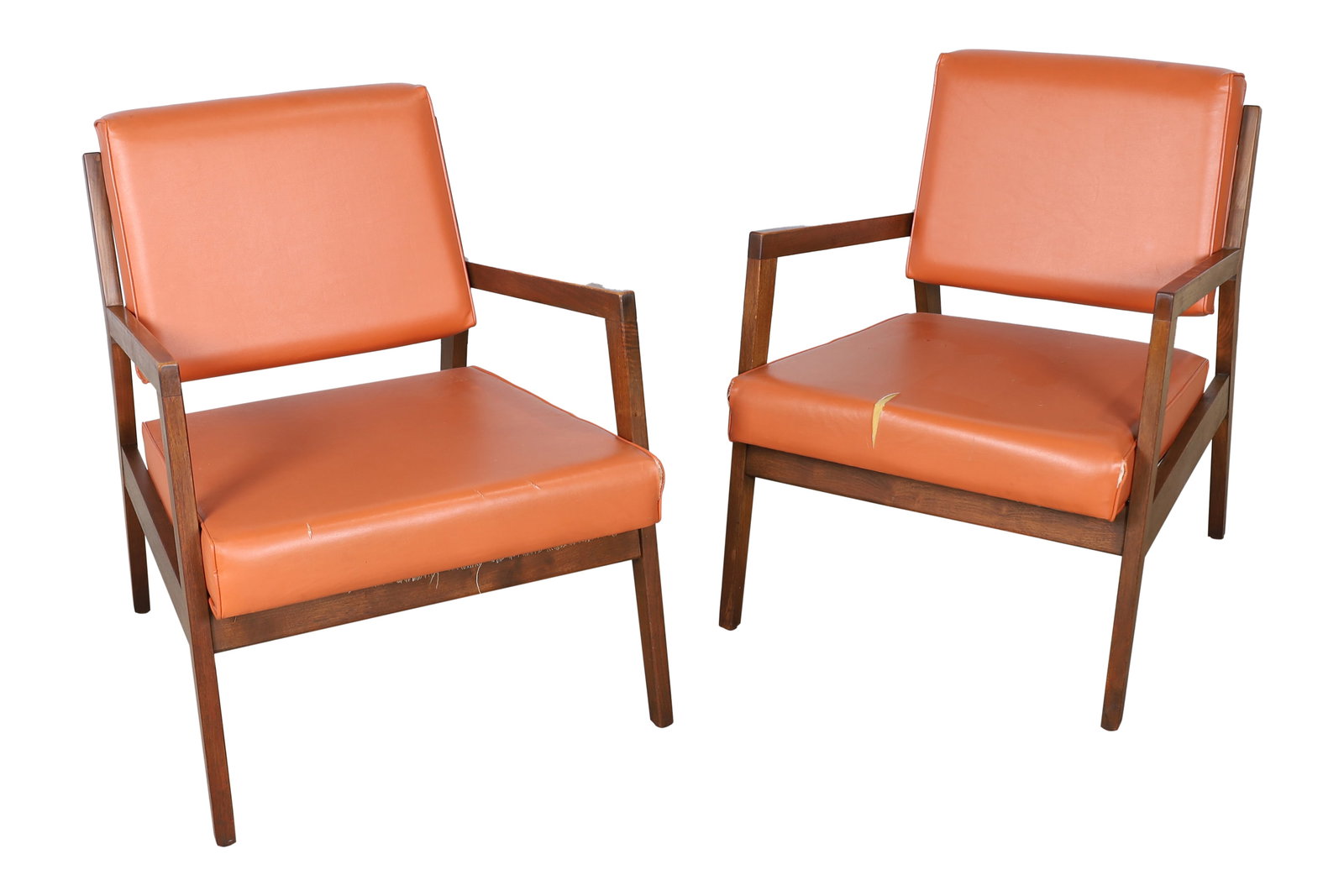 Jens Risom Style Walnut Arm Chairs - Pair (1 of 7)