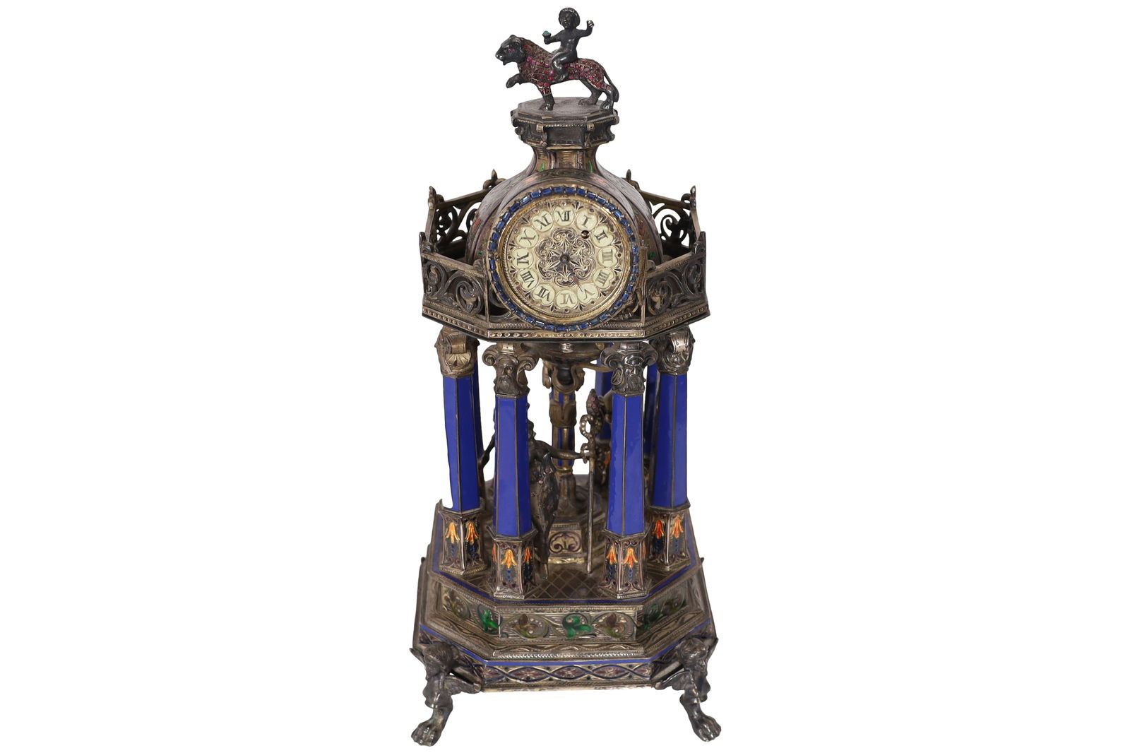 Silver and Enamel Figural Clock (1 of 5)