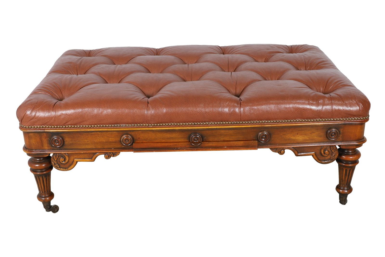 Faux Ostrich Tufted Ottoman: Faux Ostrich Tufted Ottoman with built in games. Dimensions 20x56x36