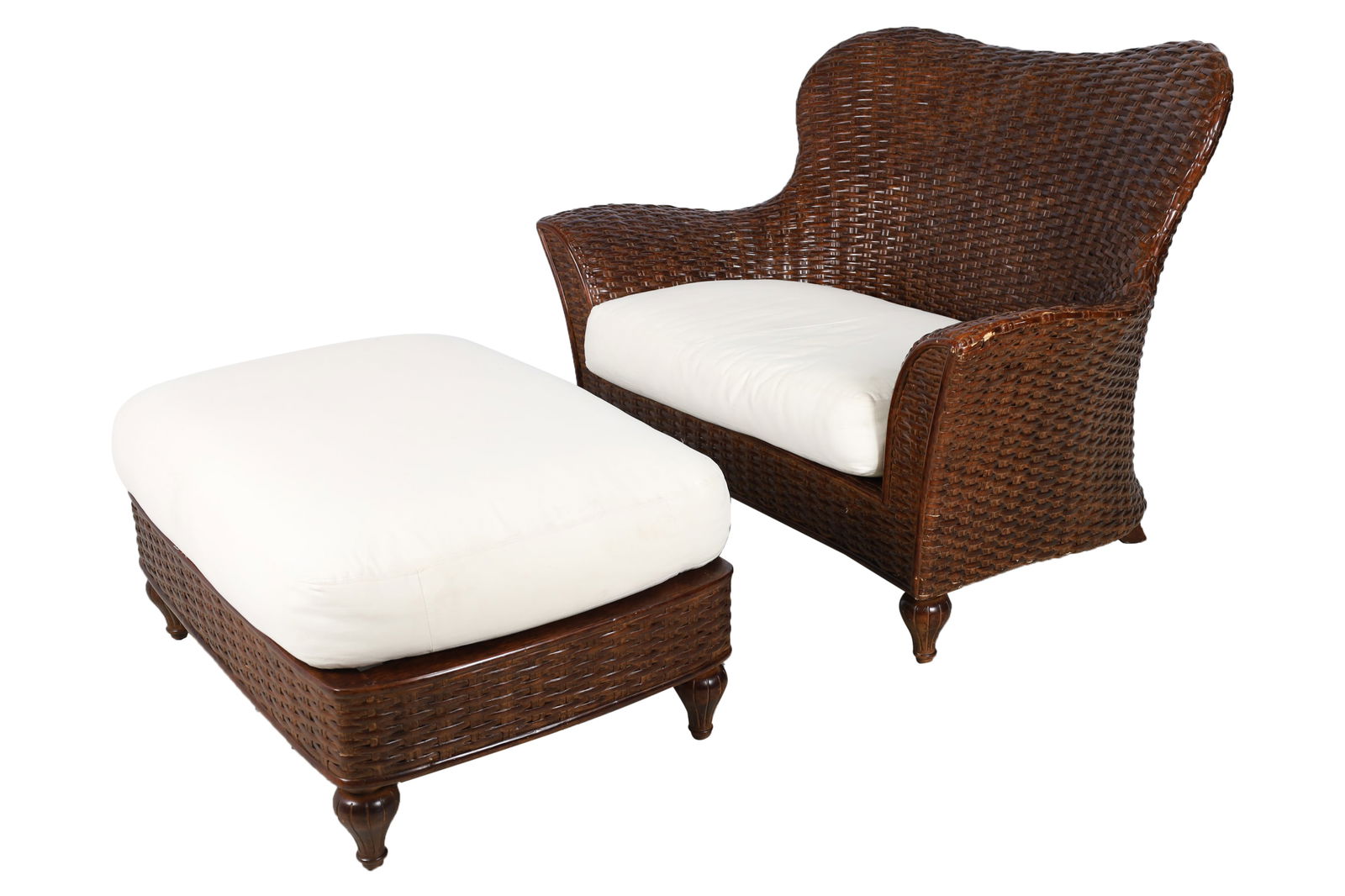 Lane Wicker Loveseat & Ottoman (1 of 7)